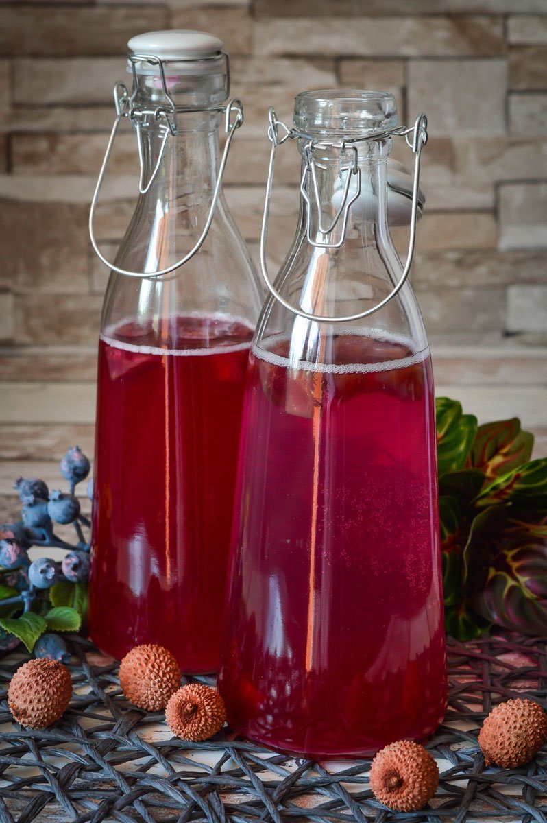 Sendez Trinkflasche 2er Set Glasflasche mit Bügelverschluss und Griff 1000ml Saftflasche
