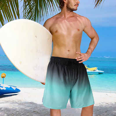 TAN.TOMI Badehose Herren Badehose Kurzen Strandhose Sporthose Schwimmhose Farbverlauf Muster Badeshorts mit Futter, erhältlich in vielen Größen