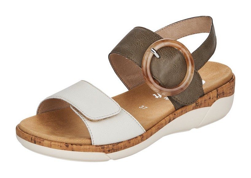 Remonte Sandale mit Klettverschluss praktischem khaki-offwhite