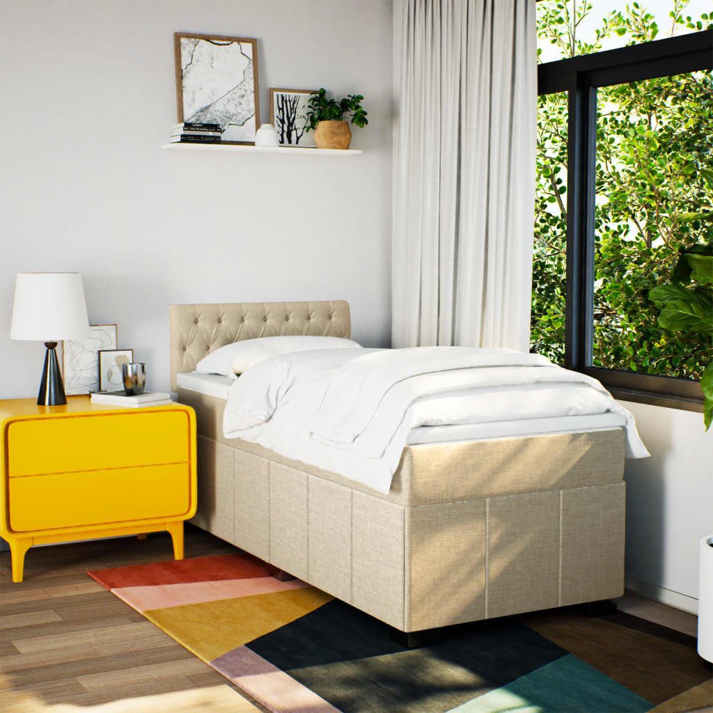 vidaXL Bett Boxspringbett mit Matratze Creme günstig online kaufen