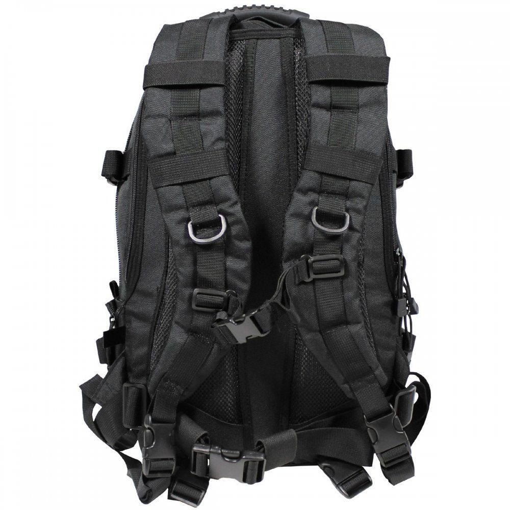 MFHHighDefence Wanderrucksack MFH HighDefence Rucksack, Aktion, schwarz (Packung), Öffnung oben für Trinkschlauch