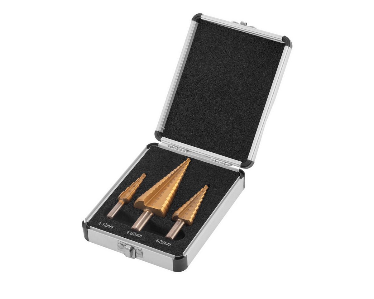 Thumbnail - STAHLWERK Stufenbohrer HSS Stufenbohrer 3er Set TiN-Beschichtung, (Set, 3-tlg), robusten Aluminium-Box
