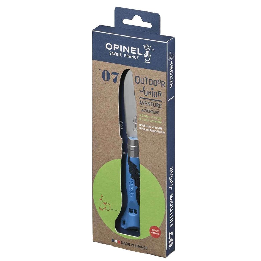 Opinel Taschenmesser No 07 Outdoor Junior Messer mit Signalpfeife - Blau Schnitzmesser