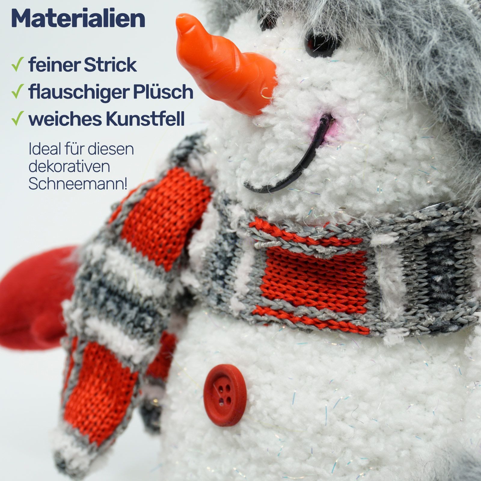 Gravidus LED-Dekofigur Schneemann LED Figur 28 cm Weihnachtsdeko batteriebetrieben Kunststoff