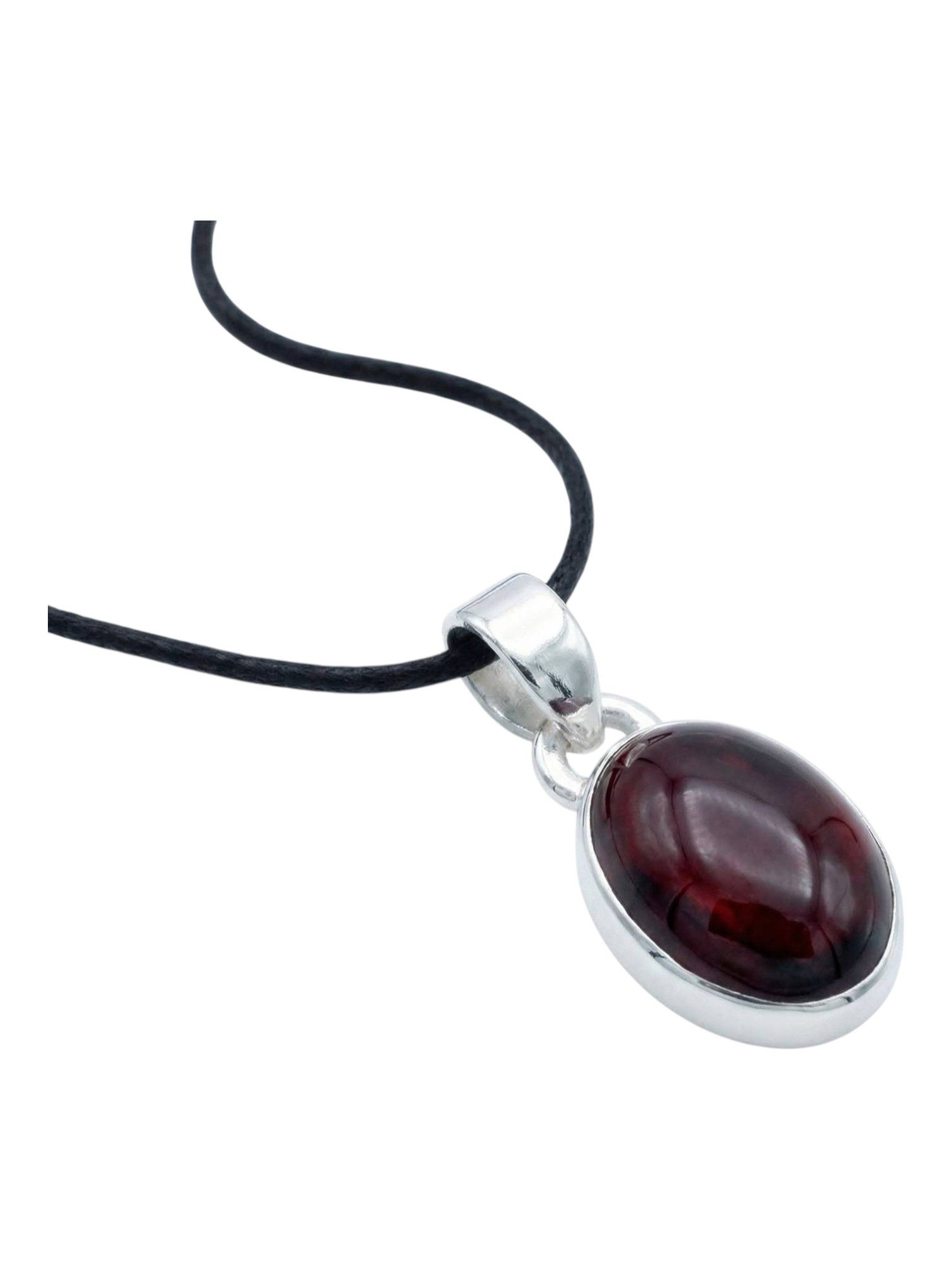 Kettenanhänger SAMA oval aus 925 Silber mit Granat