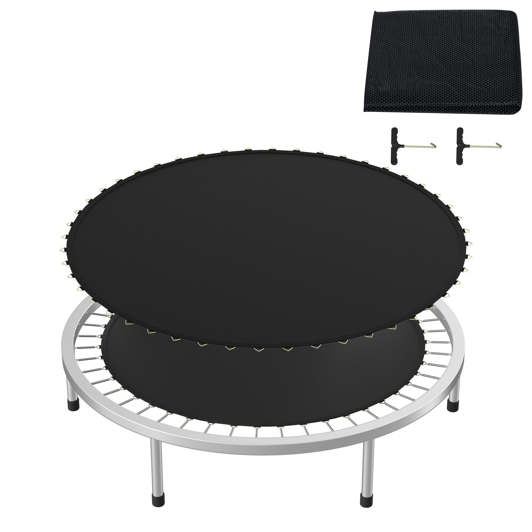 FIVMEN Hochsprungmatte Trampolin Sprungtuch Ø 244/305/366 cm mit 48/60/72 Ösen (Set, für 8/10/12 ft Sprungmatte, Garten Ersatzmatte Ersatzteil), Trampolinzubehör, Schwarz