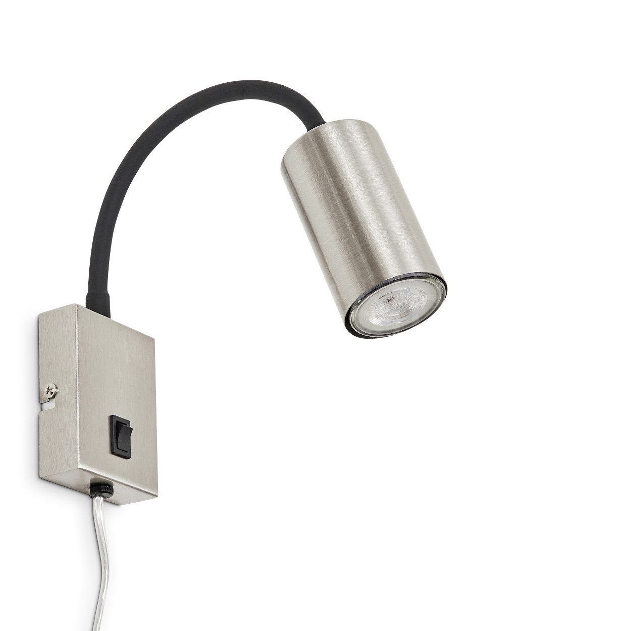 hofstein Wandleuchte »Gambellara« verstellbare Wandlampe aus Metall in Nickel-matt/Schwarz, ohne Leuchtmittel, GU10, Leselampe mit verstellbarem Lesearm & An- & Ausschalter