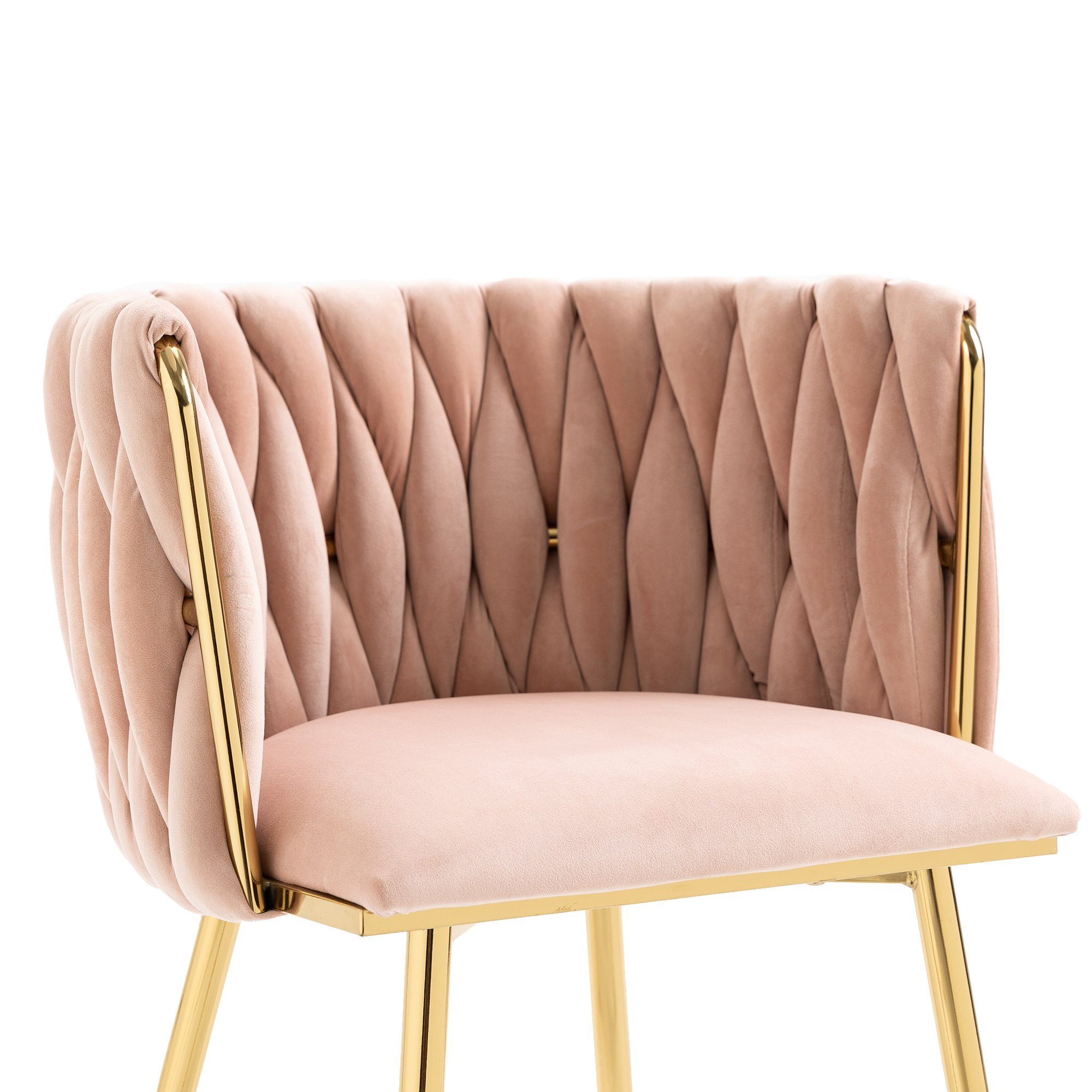 OKWISH 4-Fußstuhl Leisure Esszimmerstühle Akzentstuhl (mit Akzent Lounge Samt 2-teilig/SET) Stuhl Eisenmetallfüßen rosa