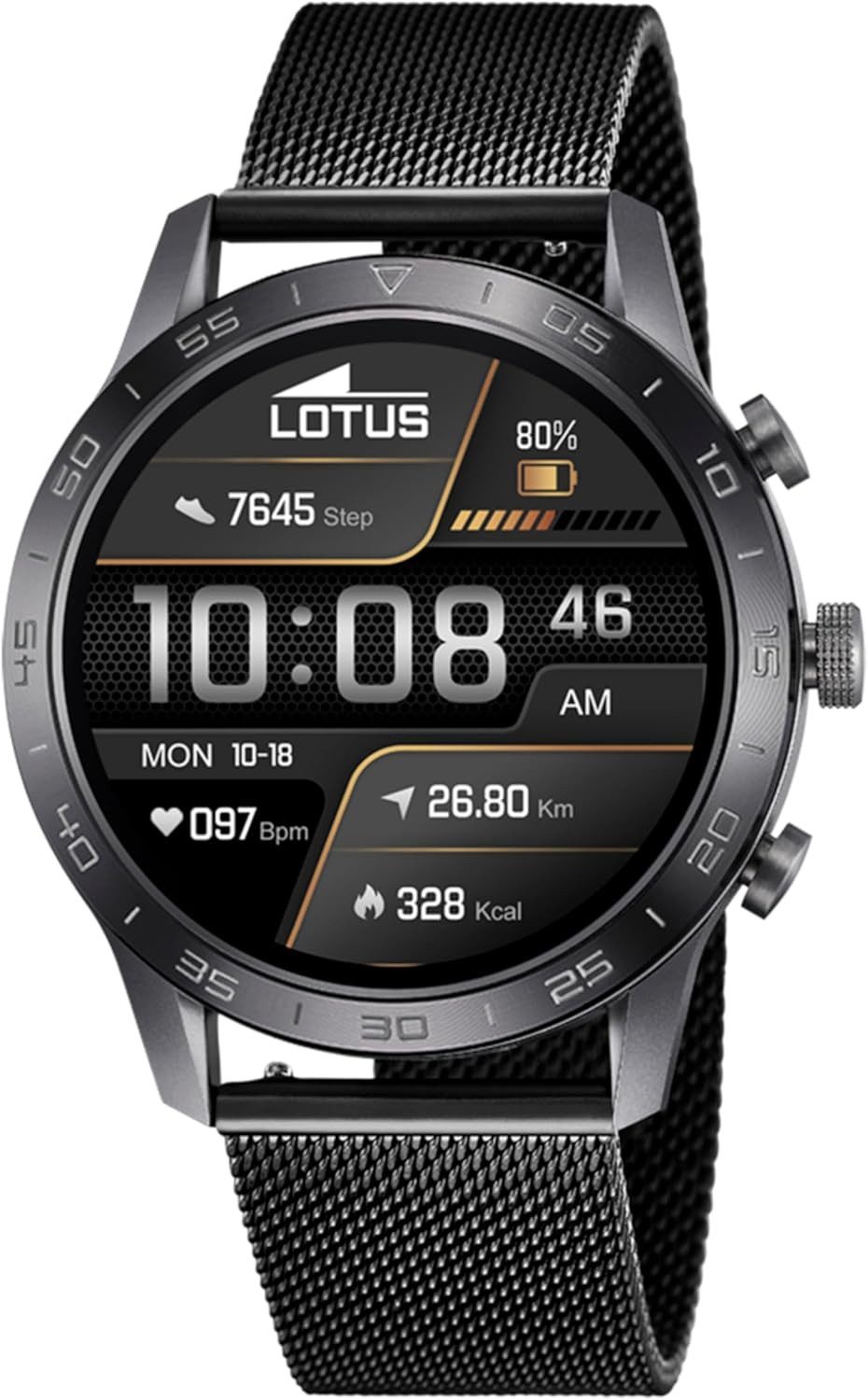 Lotus 50048/1 Smartwatch (2,8 cm, android ios), Herren Smartwatch mit rundem Gehäuse, Edelstahlarmband und IP65 Schutz