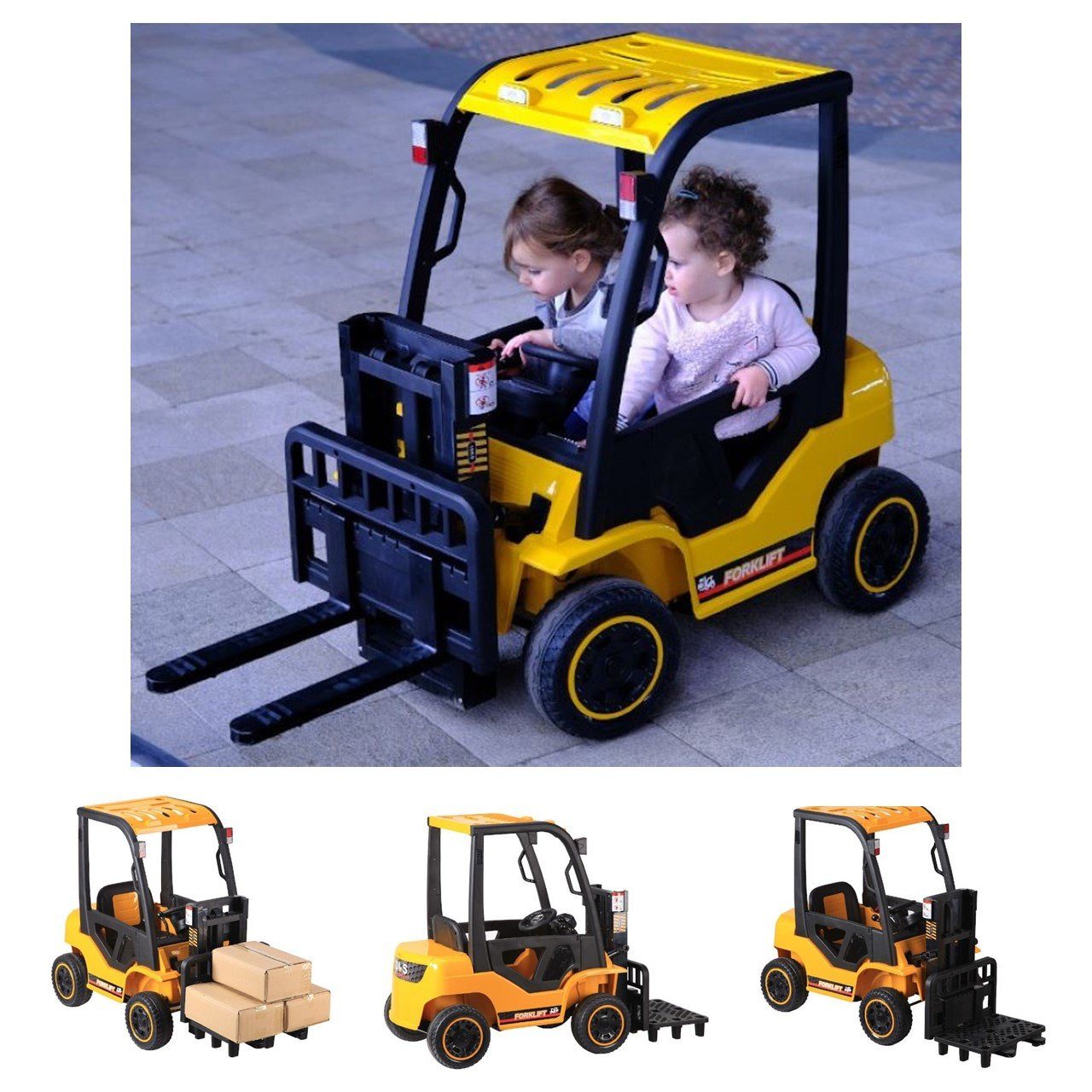 ES-Toys Elektro-Kinderauto »Kinder Elektrofahrzeug Gabelstapler«,  Belastbarkeit 40 kg, Fernbedienung Musikfunktion Gurt