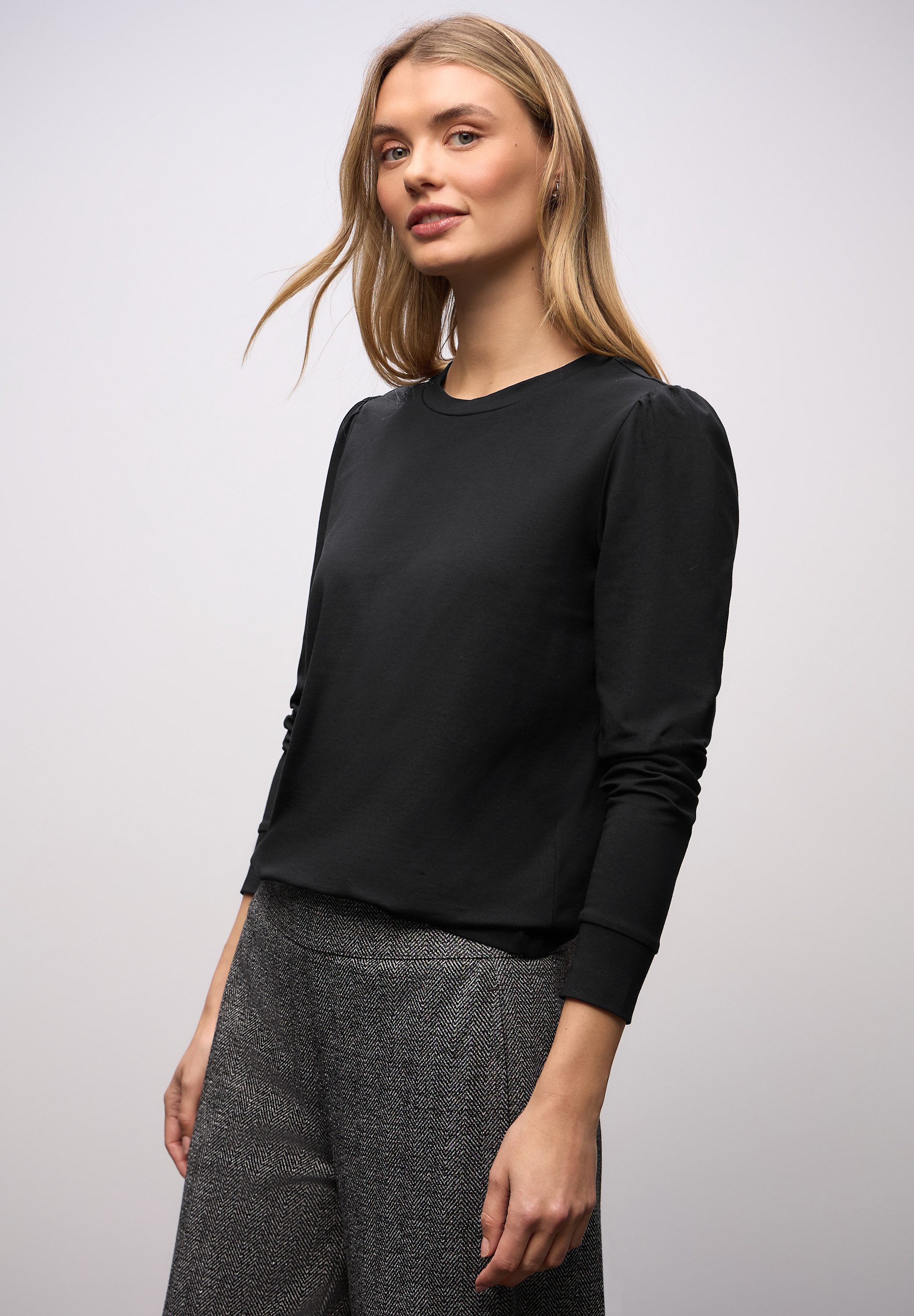 STREET ONE Langarmshirt mit Raffung an der Schulter