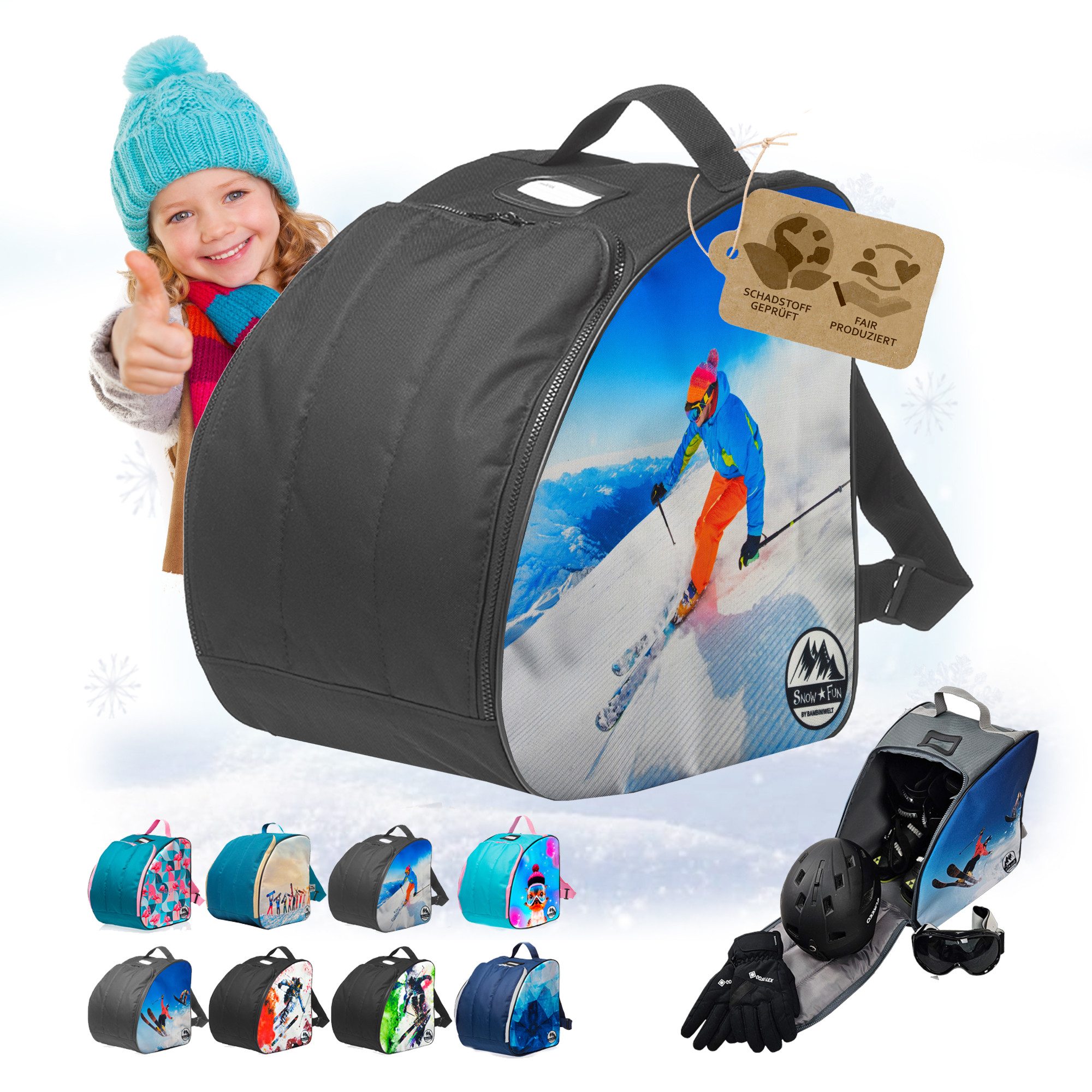 Skitasche Kinder Skischuhtasche Skistiefeltasche integrierte Standfläche