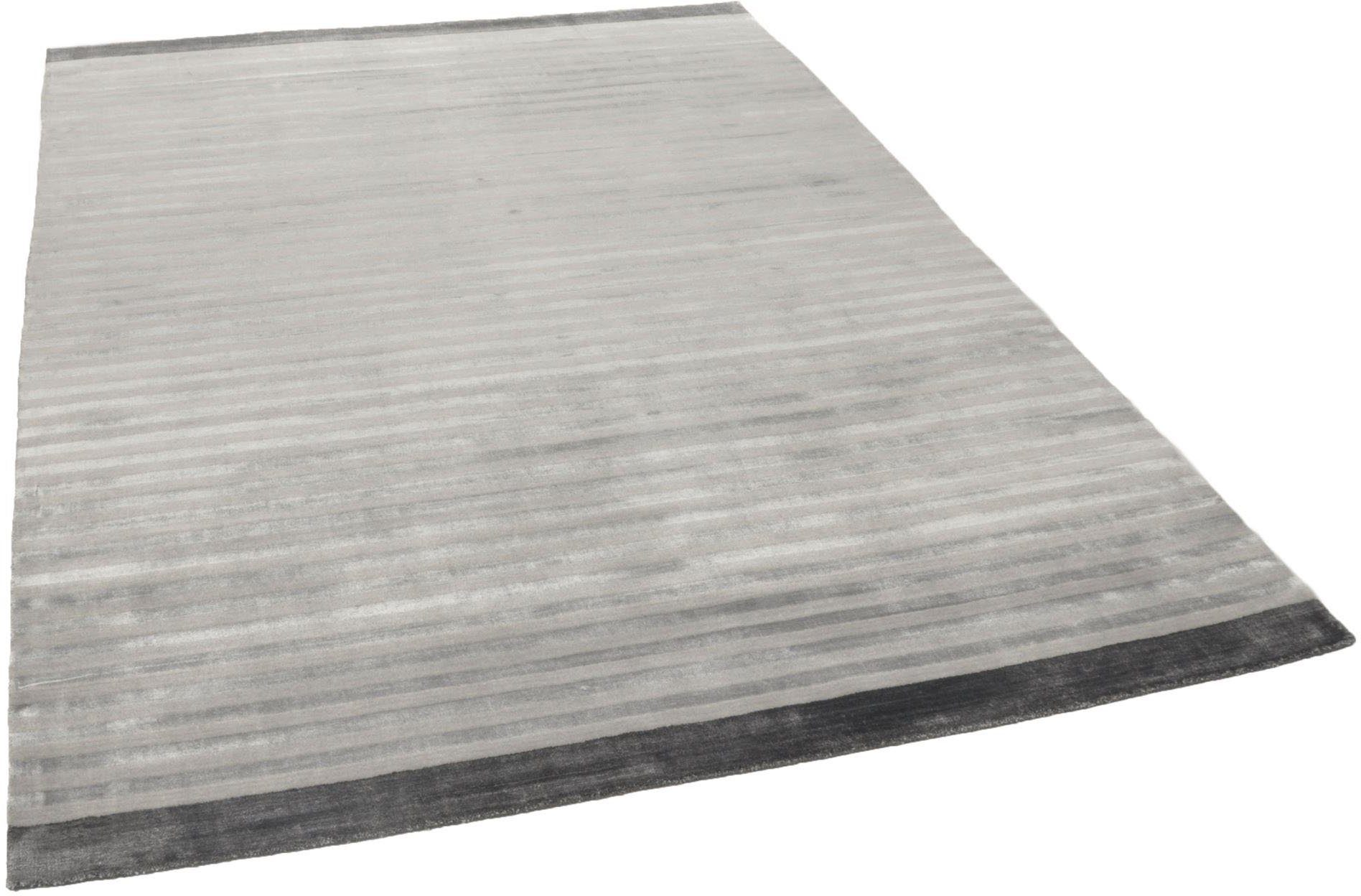 THEKO Teppich Miami 3286, Handwebteppich, rechteckig, Höhe: 8 mm, gestreift, handgewebt, aus Viskose & Wolle, Wohnzimmer