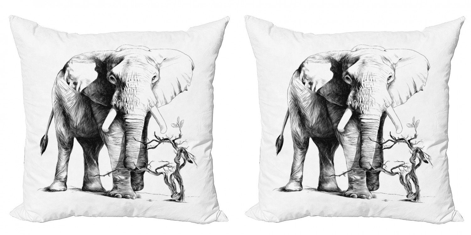 Kissenbezüge Modern Accent Doppelseitiger Digitaldruck, Abakuhaus (2 Stück), Elefant Big Mammal Sketch