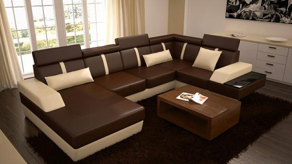 Xlmoebel Wohnlandschaft Ledersofa mit USB-Anschluss und eleganter Polsterung, Hergestellt in Europa