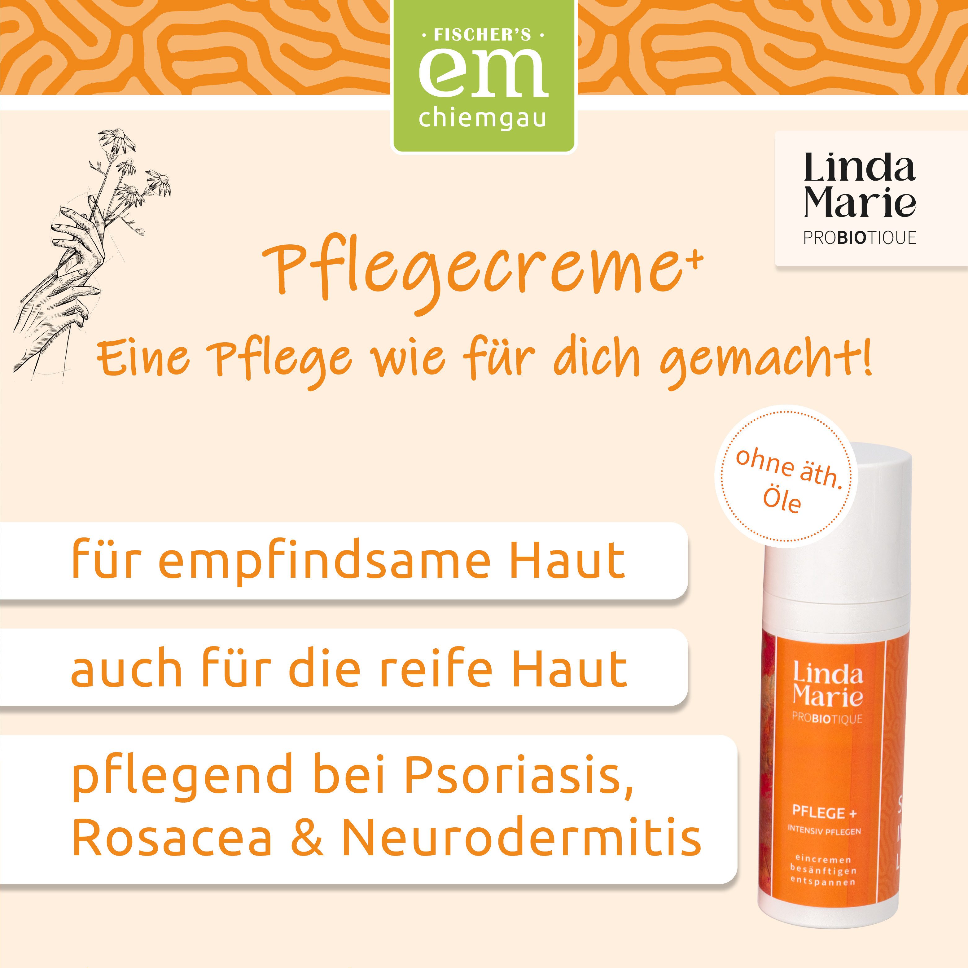 Fischer's EM-Chiemgau Gesichtspflege Linda Marie Probiotique Pflegecreme+, Vegane Naturkosmetik Gesichtscreme für sensible & reife Haut