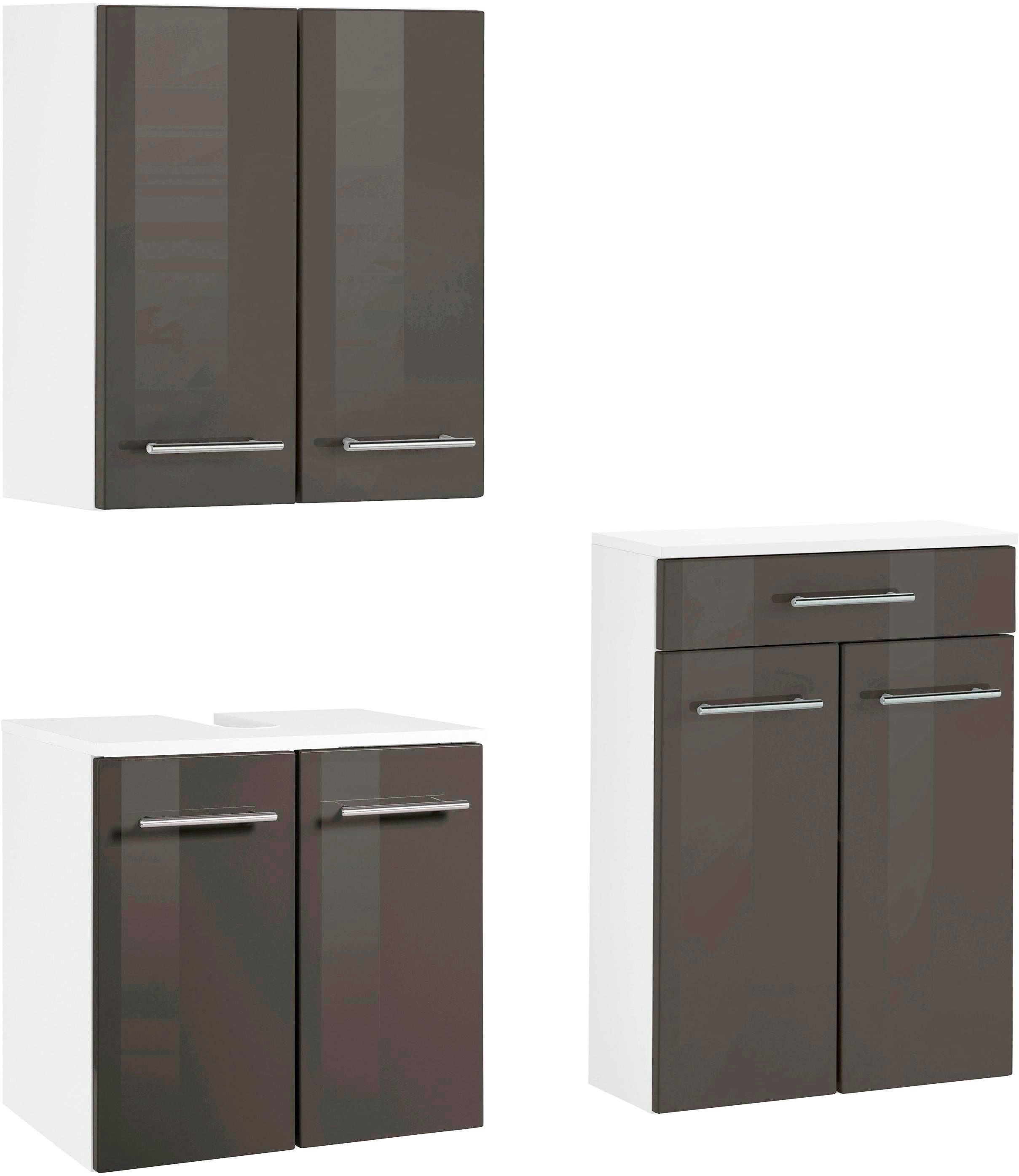 welltime Badmöbel-Set Venedig, (3-St), Раковиныunterschrank (Breite 50 cm), Hängeschrank, Unterschrank