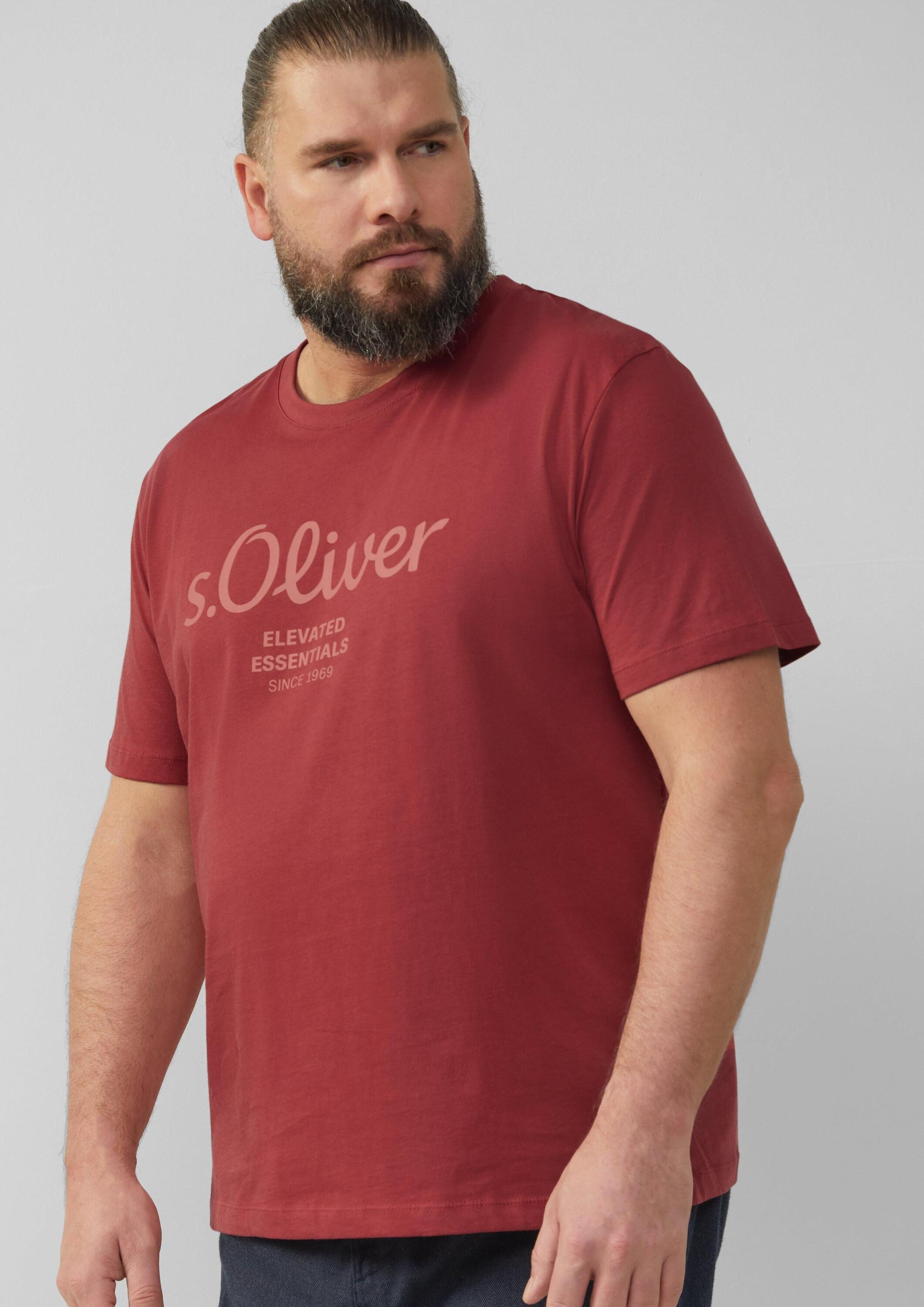 s.Oliver Kurzarmshirt T-Shirt Baumwoll-T-Shirt mit Logo-Print