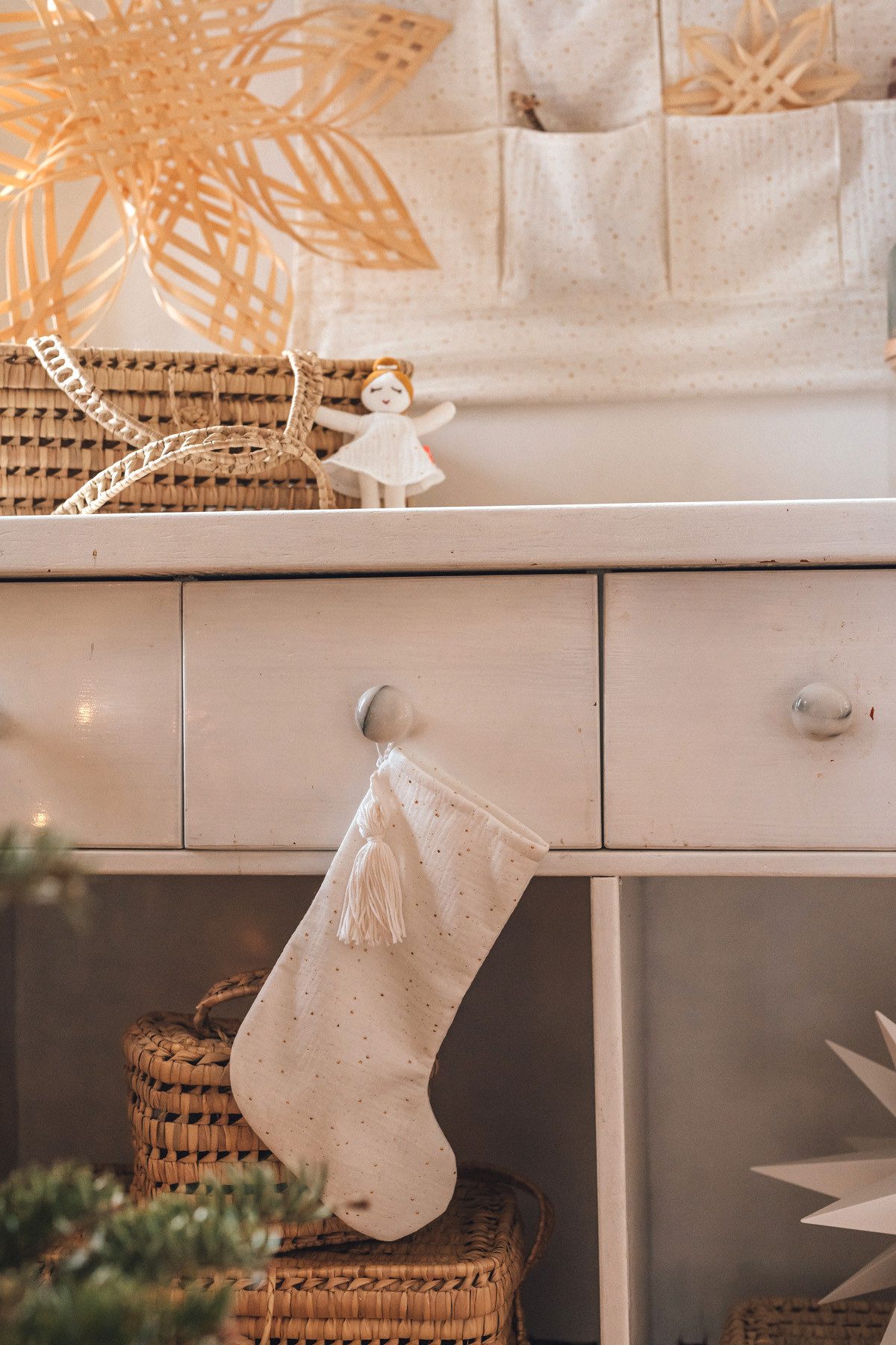 kikadu Nikolausstiefel 2201, Bio-Baumwolle, funkelndes Design für Nikolaus und Weihnachten