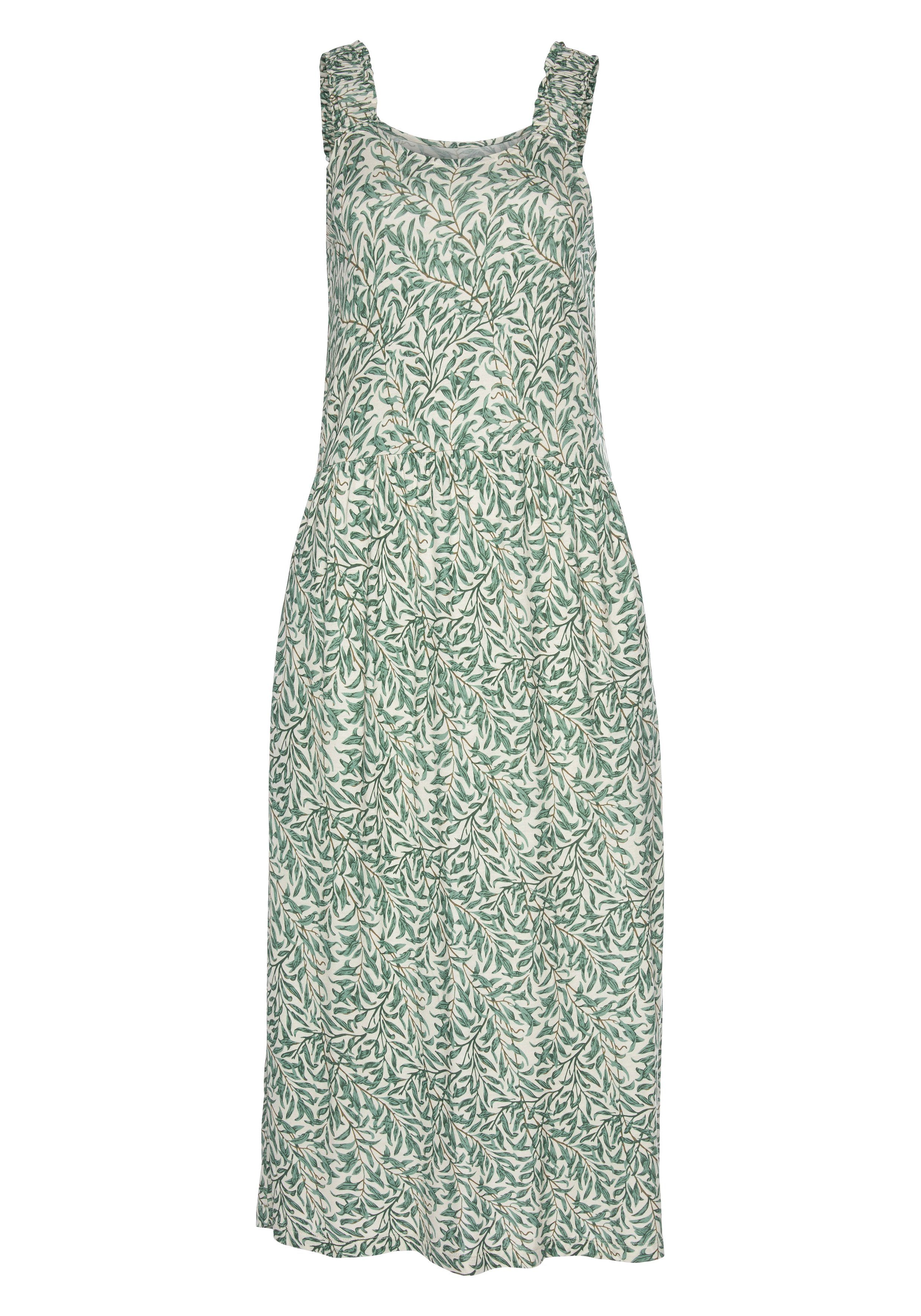BEACHTIME Jerseykleid mit Blätterdruck und Taschen, leichtes Strandkleid, Sommerkleid mehr