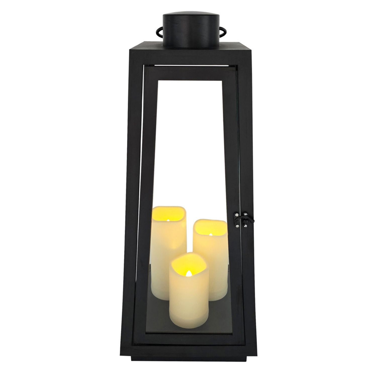 BURI Kugelleuchte LED Laterne 3 LEDs Timer 60cm Schwarz Metall Kerzenhalter günstig online kaufen