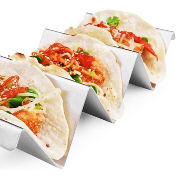 Fivejoy Tortillaform Edelstahl Taco-Halter 4er-Set mit Griffen-Geeignet für Grill&Backofen