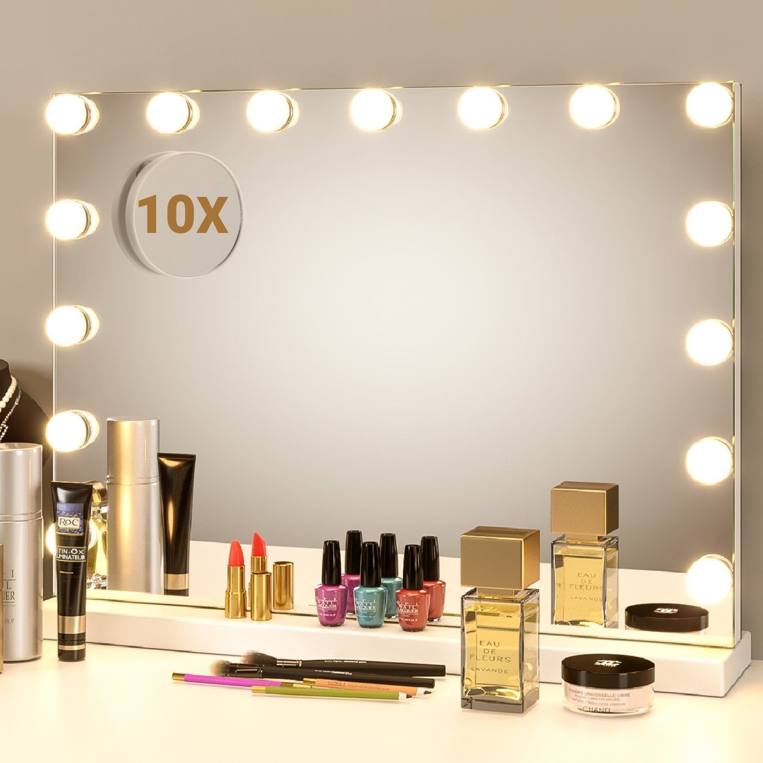 Homfa Schminkspiegel, mit 15 LEDs Kosmetikspiegel 3 Lichtmodi Touchscreen, günstig online kaufen