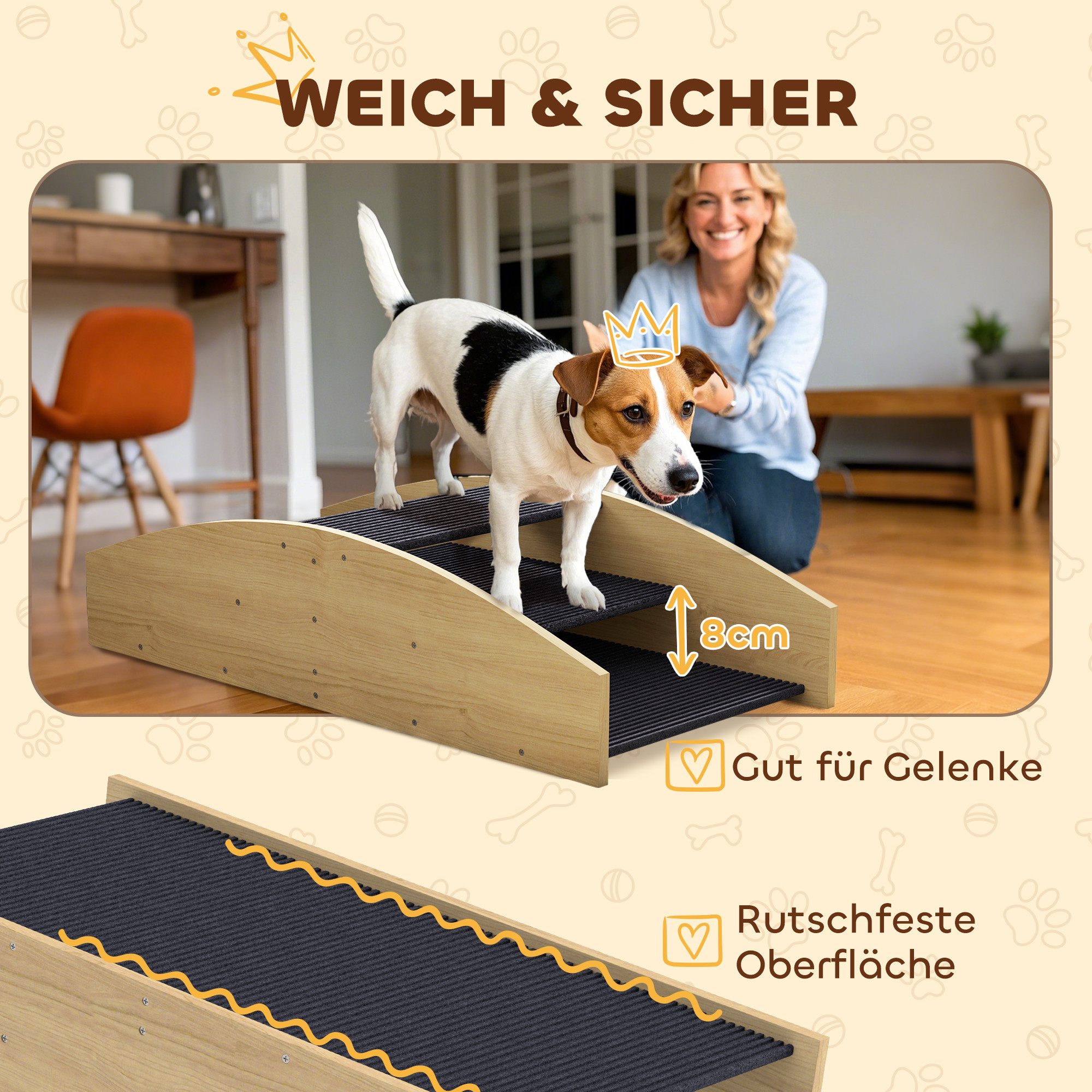 MC Star Agility-Hürde 2-in-1 Hundewippe, Hunde Agility Wippe aus Holz, Hunde Agilitäts Rampe, kleine, mittelgroße Hunde unter 15 kg, für Balance, Selbstvertrauen, 80 x 39,5 x 20 cm Naturholz