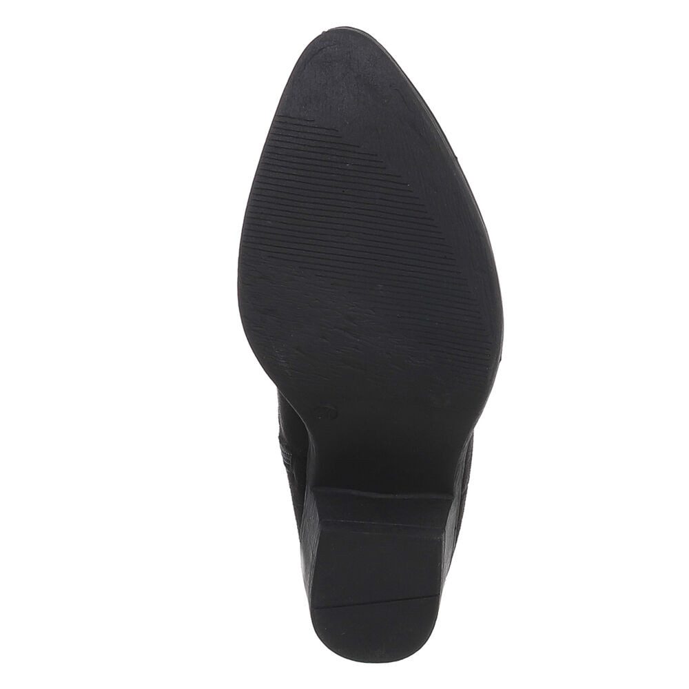 Ital-Design Elegante Cowboy-Stiefel aus Kunstleder mit Blockabsatz Westernstiefelette (77747556) Blockabsatz Stiefeletten in Schwarz – Bild 3 von 5
