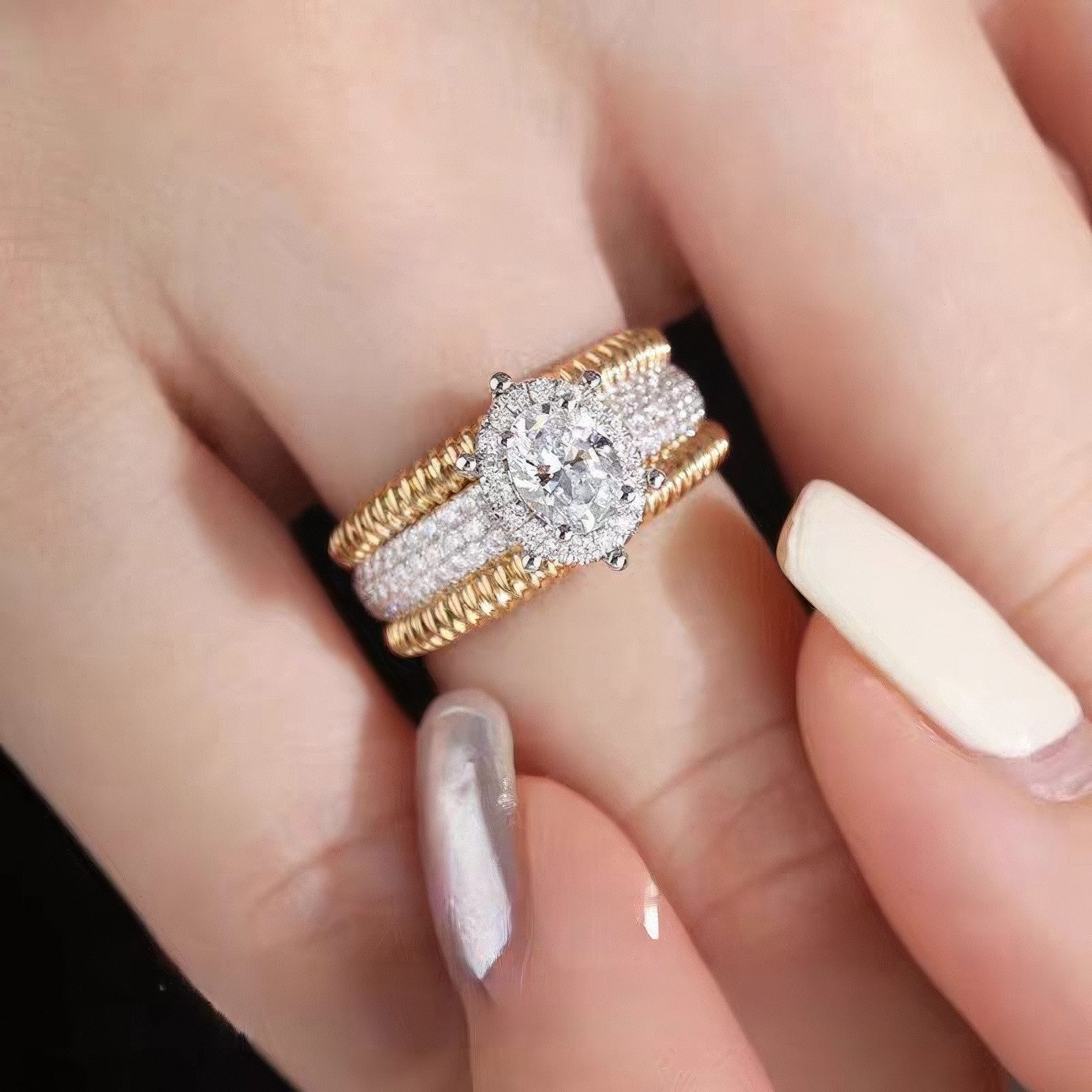 Jumpeak Diamantring Diamantring für Damen, 2ct D Vs1 wedding ring,ring damen gold, labordiamant,Mit IGi-Zertifikat,geschenk für frau,tochter geschenk – Bild 3 von 5