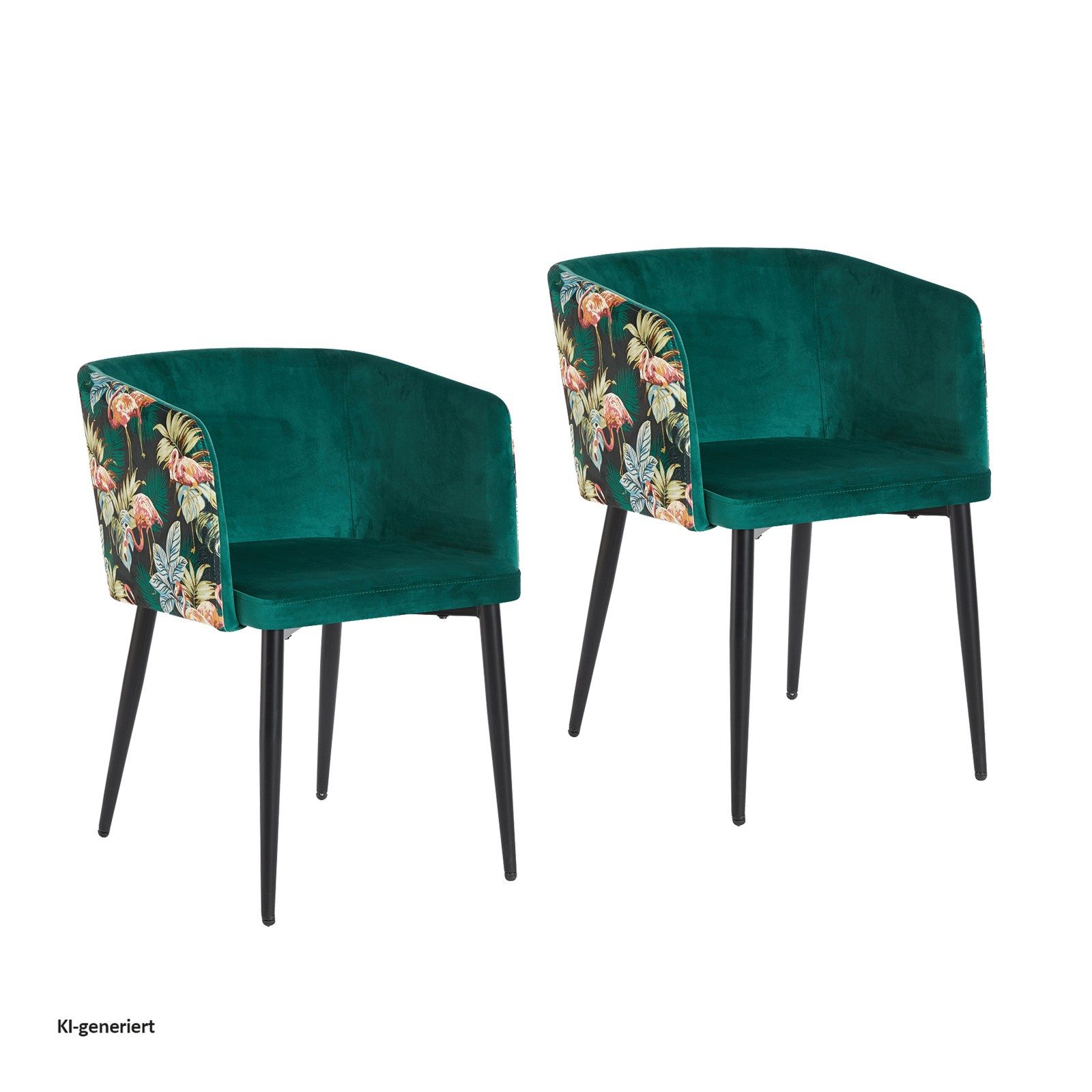 HTI-Living Esszimmerstuhl Stuhl Destin Flamingo (Set, 2 St), Esszimmerstuhl Armlehnenstuhl Samt Muster
