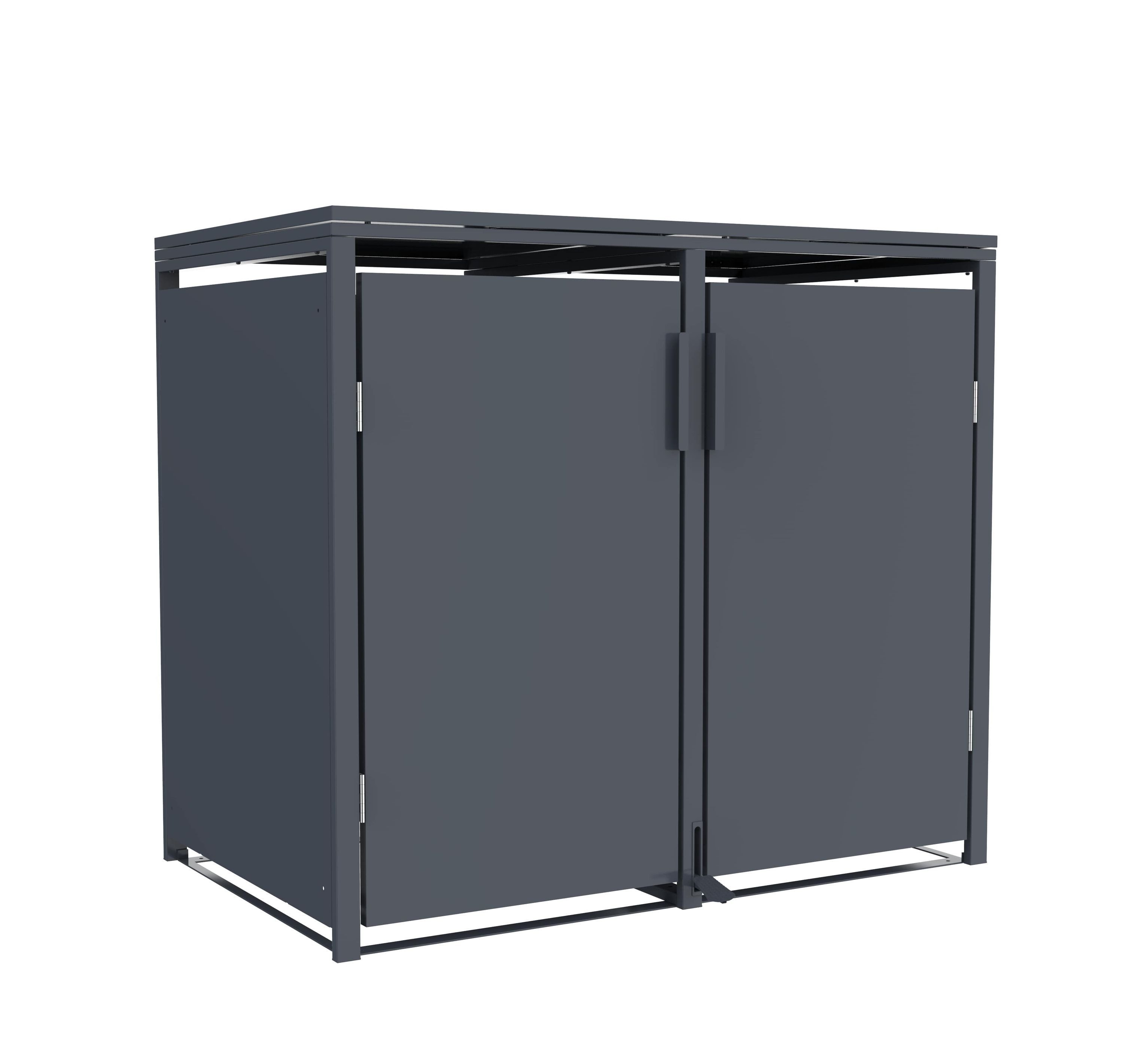 POOL ROYAL Mülltonnenbox JGBF214WK (Anthrazit), für 2 Mülltonnen bis 240L wetterfest mit Pedal zum öffnen