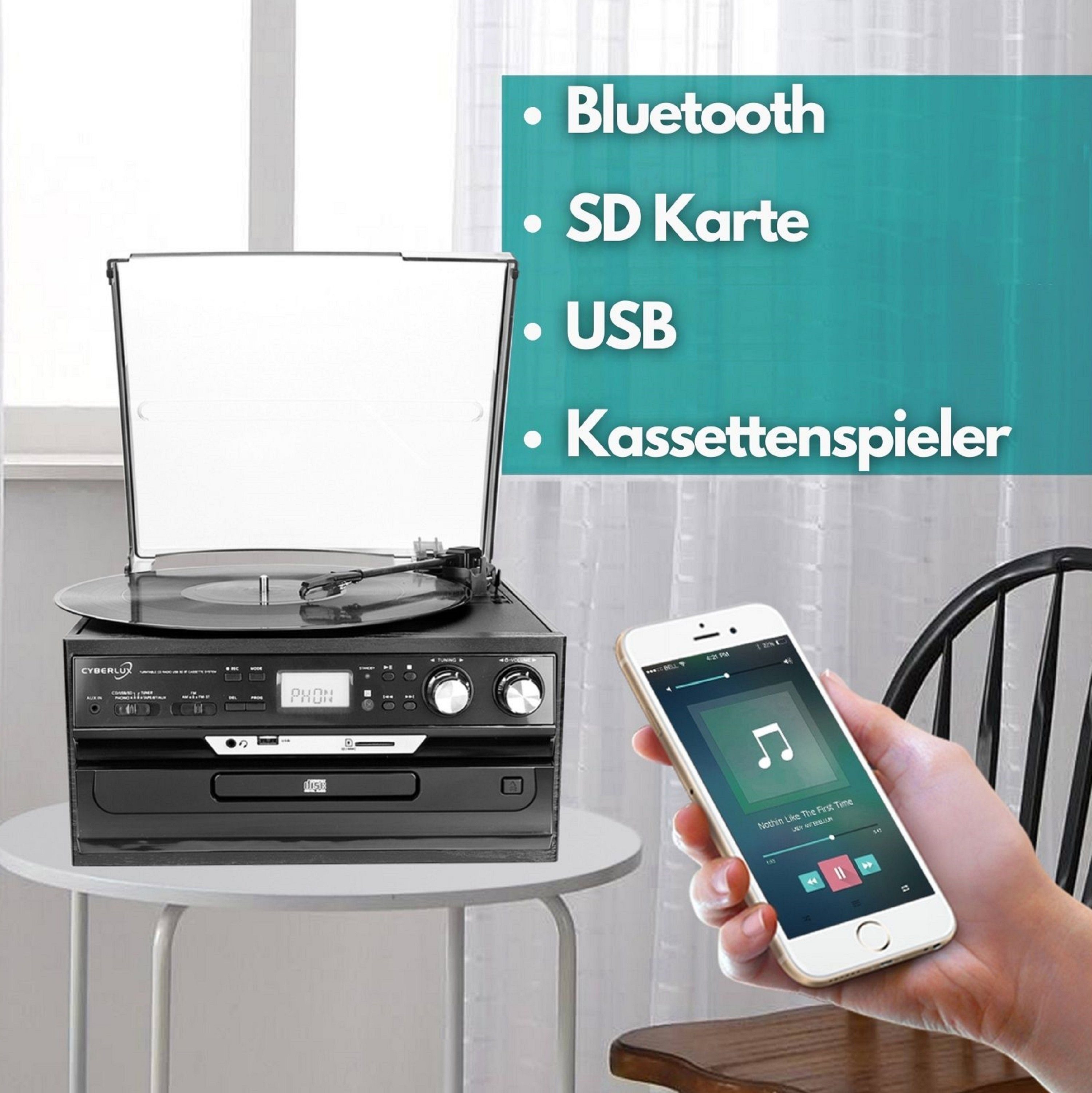 Aufnahmefunktion, CL-3040B USB) Bluetooth, Kassette, (Riemenantrieb, Multifunktionsspieler Cyberlux CD,