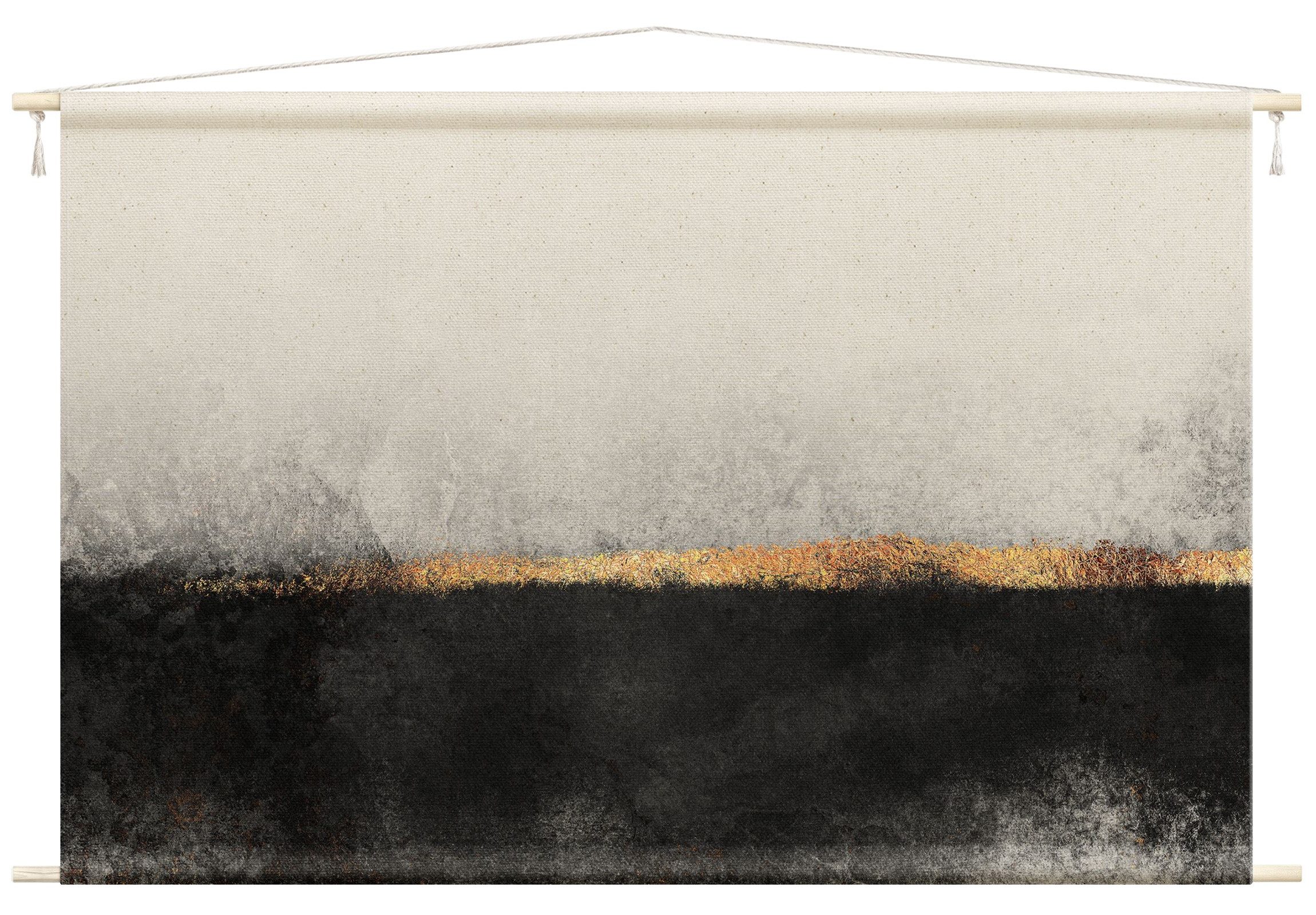 Bilderdepot24 Wandteppich modern Abstrakt Aquarell schwarz-weiß, rechteckig, Höhe: 2.6 mm, großes Wandbild aus Natur-Baumwolle Wandbehang Stoffbild Tuch Wollseil