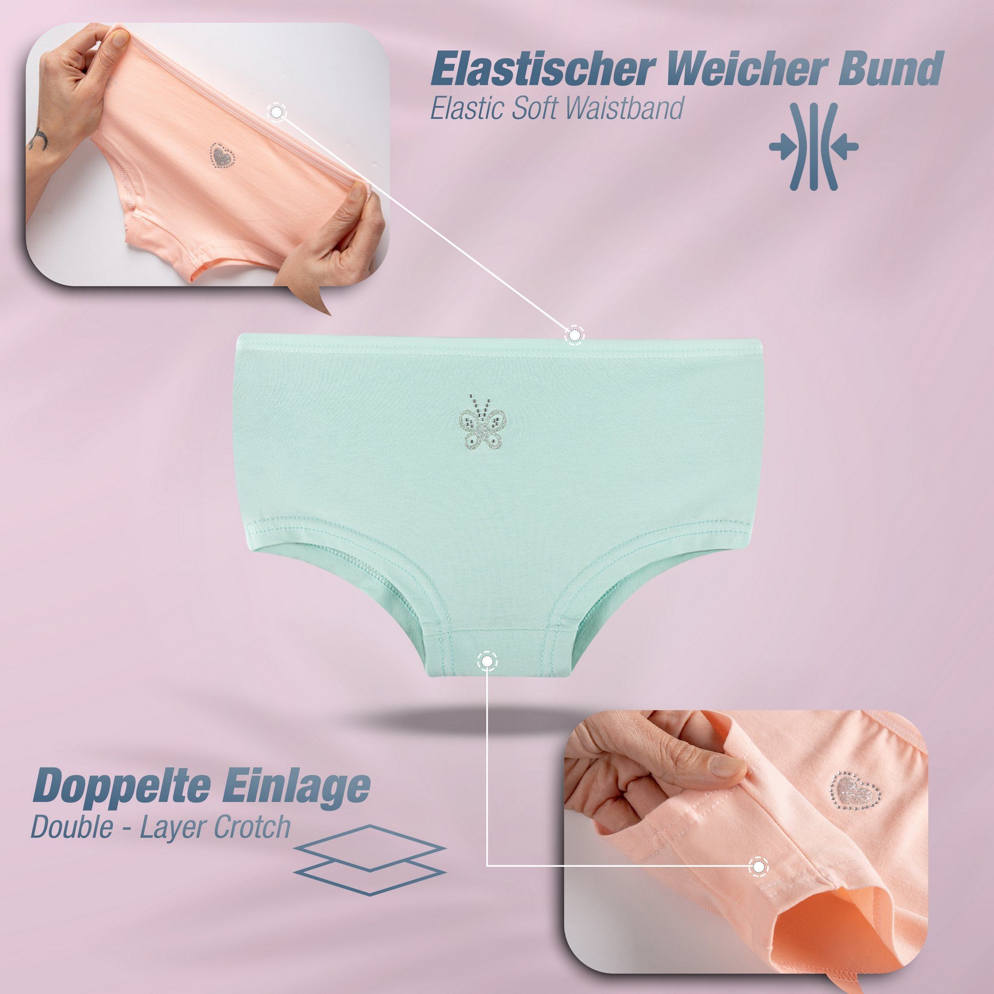 Pantys (Spar-Packung, Strass Panty Mädchen 10er Glitzer LOREZA Set 10-St) &