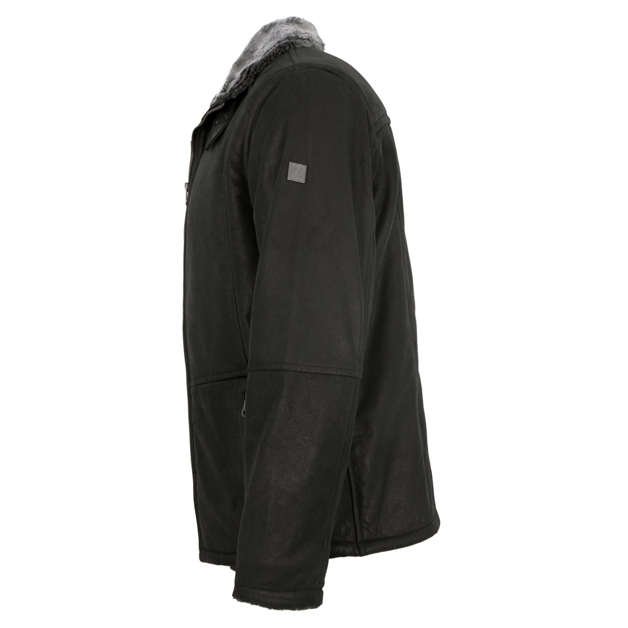 Redpoint Lederjacke Piere Redpoint - Herren Lederjacke Lammnubuk Kunstfell schwarz