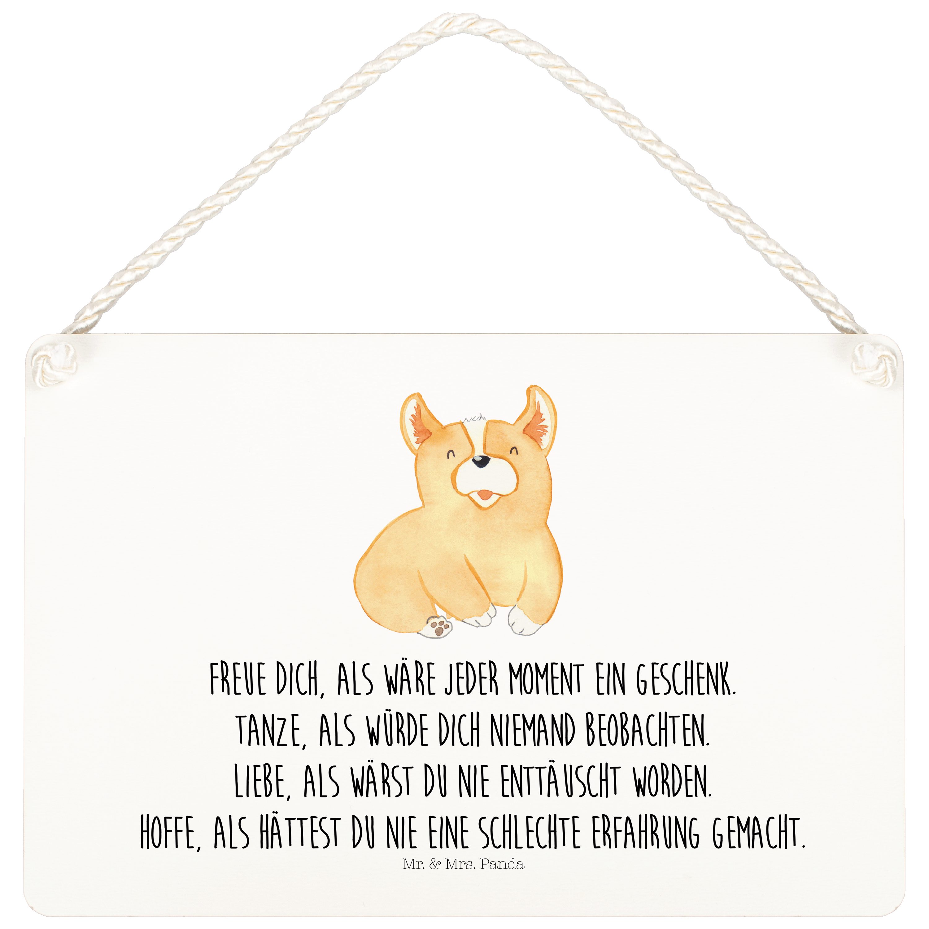 Hinweisschild Corgie - Weiß - Geschenk, Türschild, entspannt, Holzschild, Hundespru