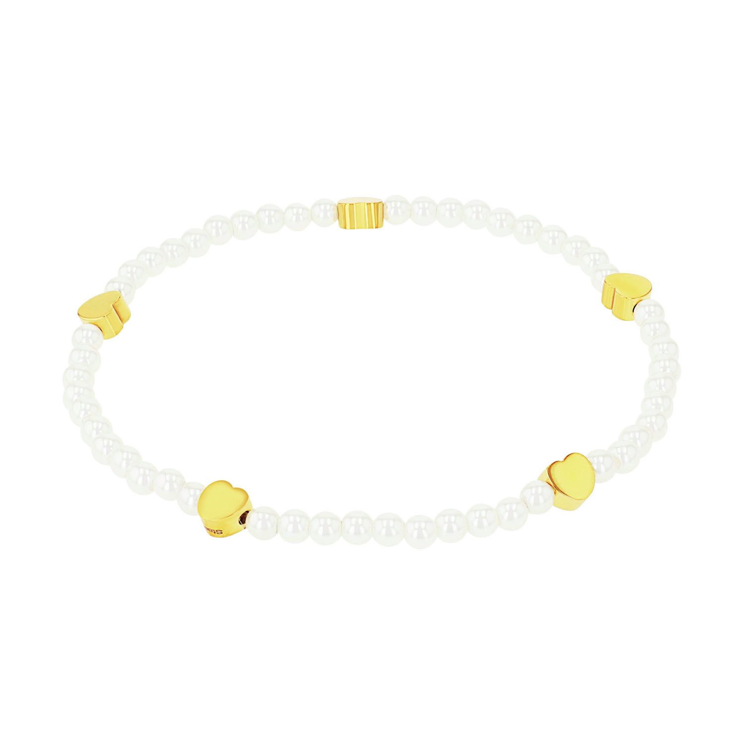 Amor Armband Perlenarmband mit Herzen, mit Glasperle