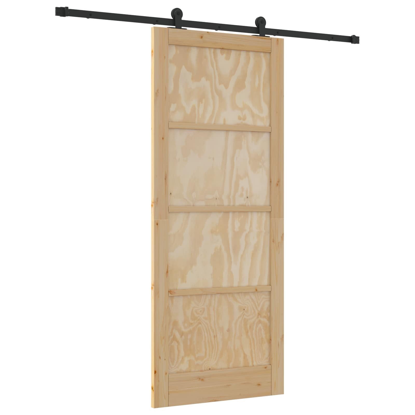 vidaXL Haustür Schiebetür Natürlich und Schwarz 86 x 211 cm (1-St)