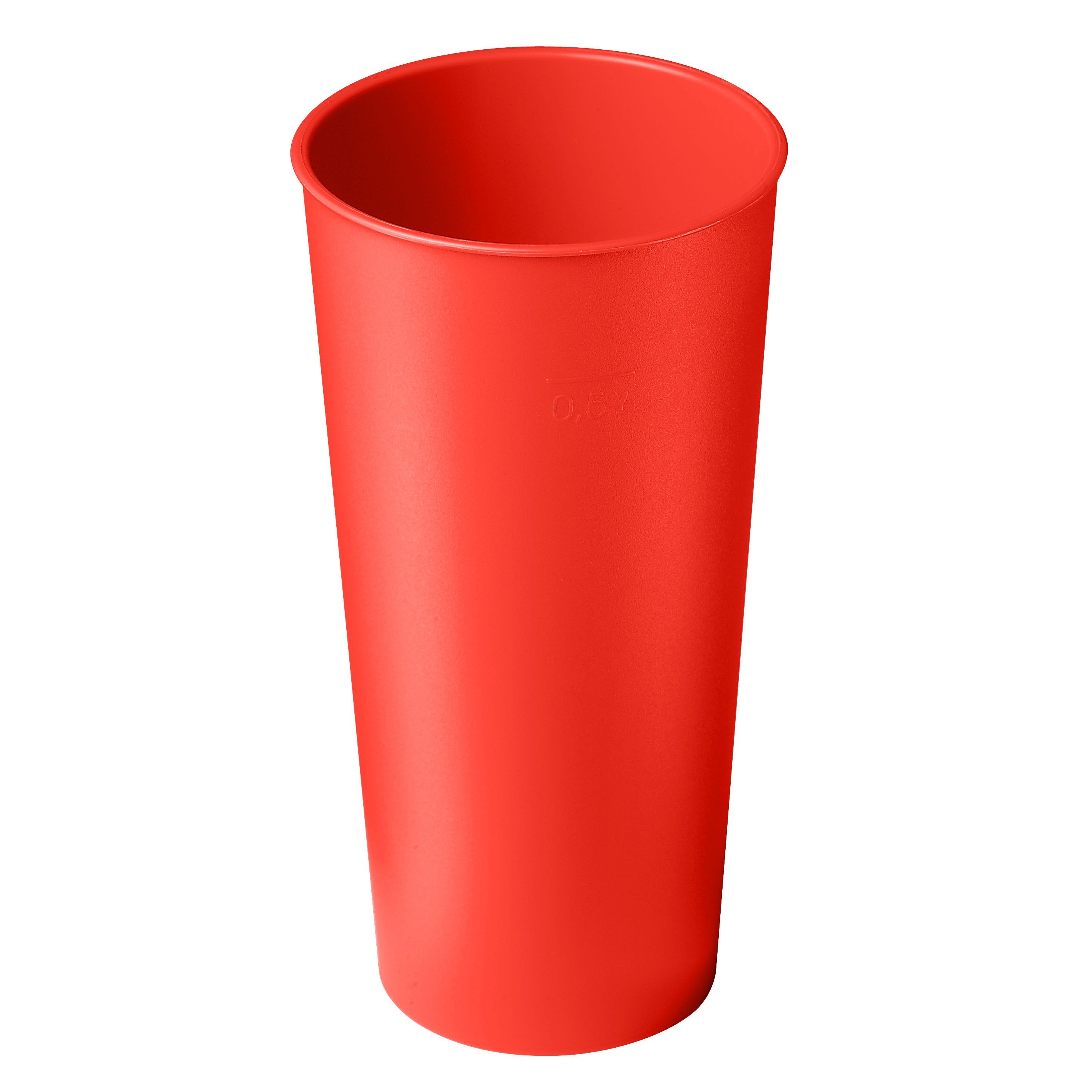 mehrweg.pro Mehrwegbecher Trinkbecher "Colour" 0,5 l, Kunststoff, (Sparset, 1-tlg., 1) standard-rot