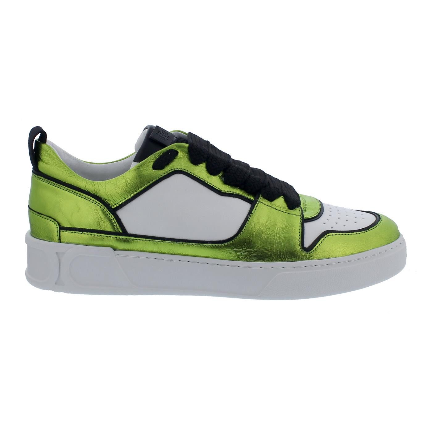Högl Sneaker, Sportycalf-Leder, Premiumsheep Metallic, Green / Multi, Schnürschuh