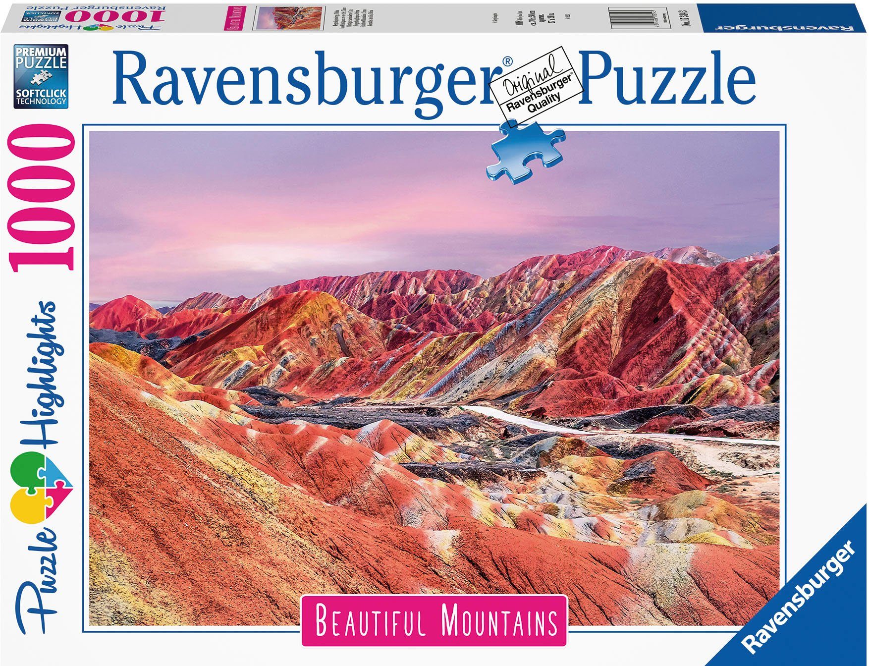 Puzzle 1000 Puzzleteile, schützt FSC®- in - Regenbogenberge, weltweit Ravensburger China, Germany; Wald Made