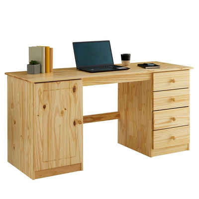 IDIMEX Schreibtisch MANAGER, Schreibtisch Computertisch PC-Schreibtisch, Kiefer massiv in natur lac