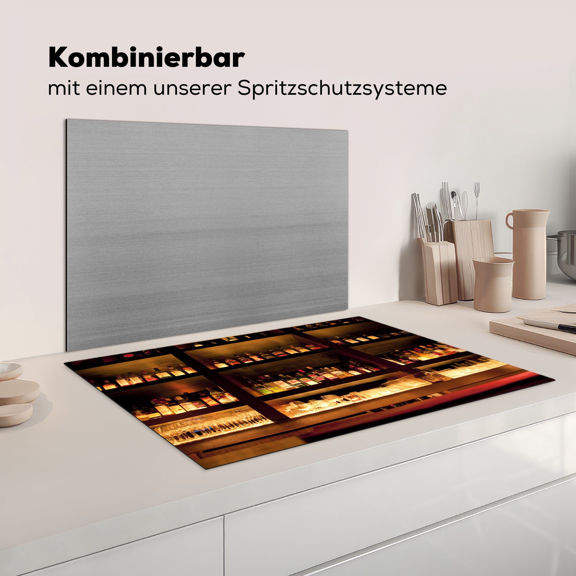 über Vinyl, Herdblende-/Abdeckplatte Schutz tlg), der auf Ceranfeldabdeckung für die küche, cm, MuchoWow und Induktionskochfeld Trinkflaschen Bar, 81x52 (1