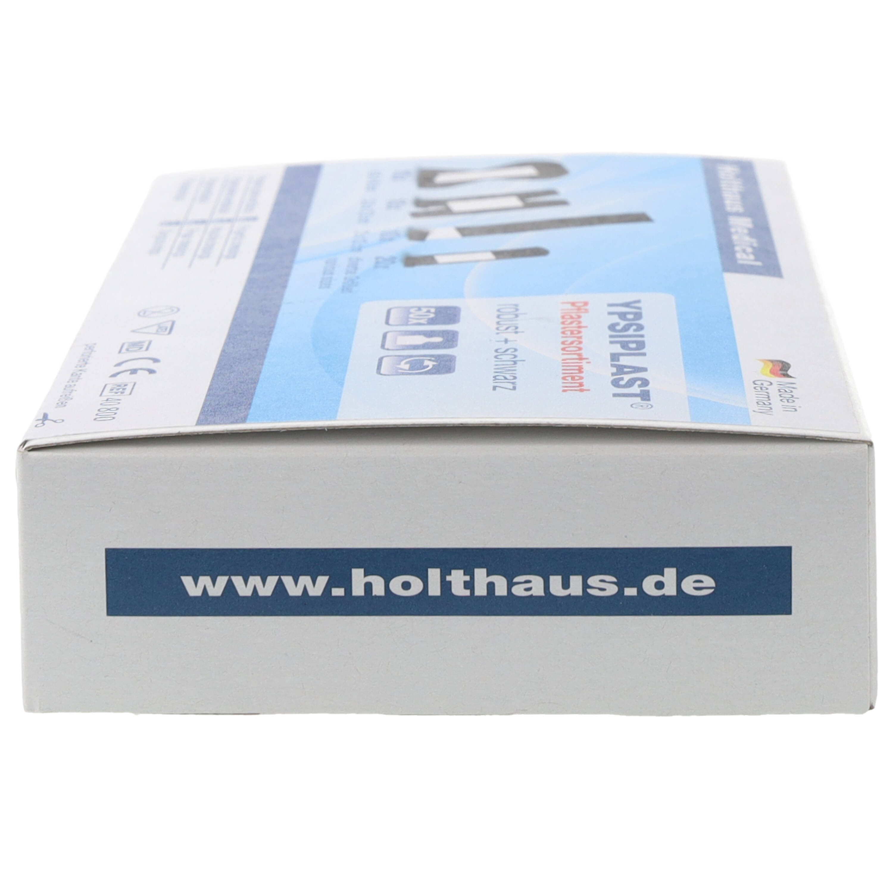 Holthaus Medical Wundpflaster YPSIPLAST Fingerpflaster Pflastersortimet robust+schwarz 50Stk (50 St., saugfähige Wundauflage), extra starke Klebekraft mit langem Klebeteil