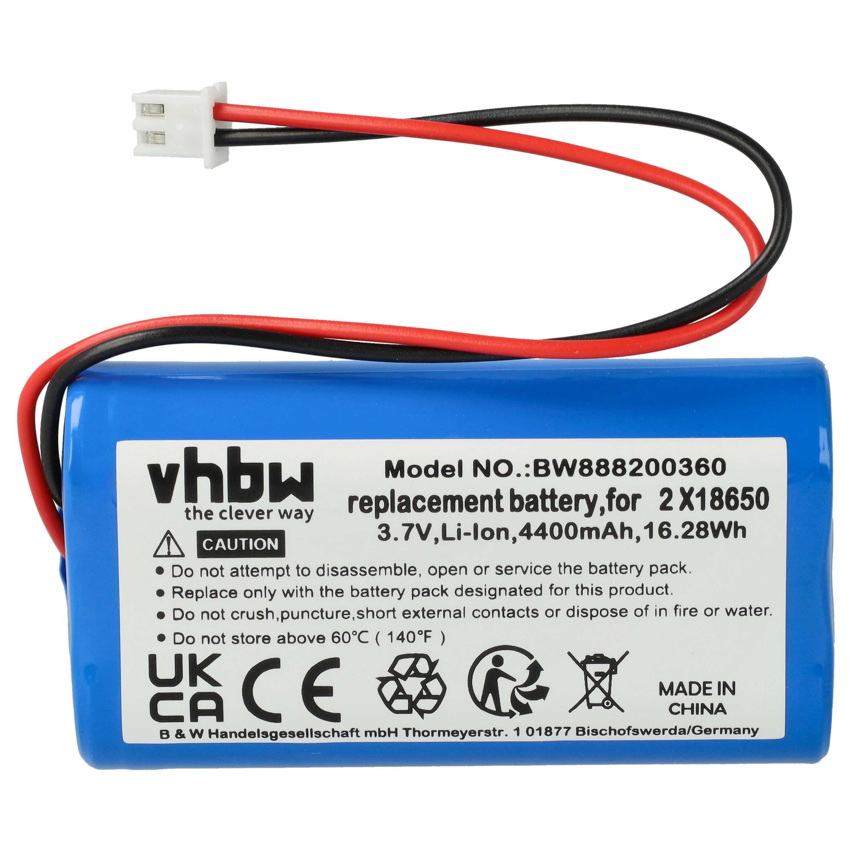 vhbw Akku passend für Villeroy & Boch Neapel 2.0 96876, Neapel 2.0 96877, Akku Akku Li-Ion 4400 mAh (3,7 V, 2 St), Leistungsfähige Austausch-Akkus für Ihre Indoor & Outdoor-Lampe