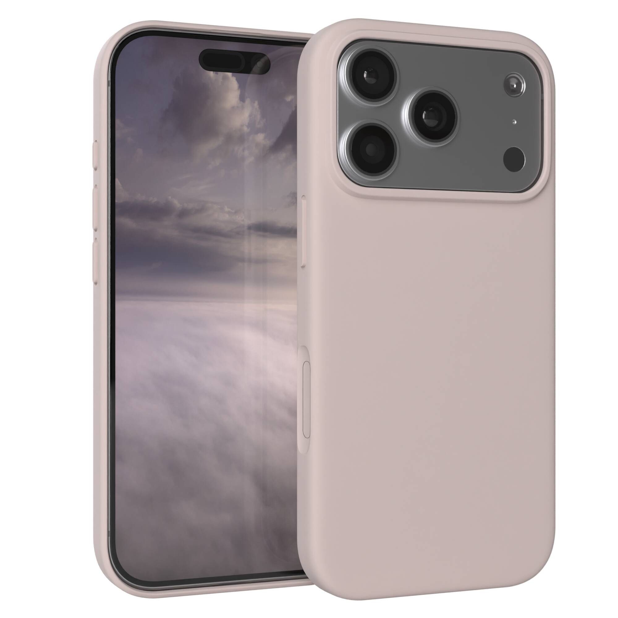EAZY CASE Handyhülle für Apple iPhone 18 Pro Premium Silikon 6,3 Zoll, Silikon Schutzhülle mit Kameraschutz kratzfest Cover Rosabraun