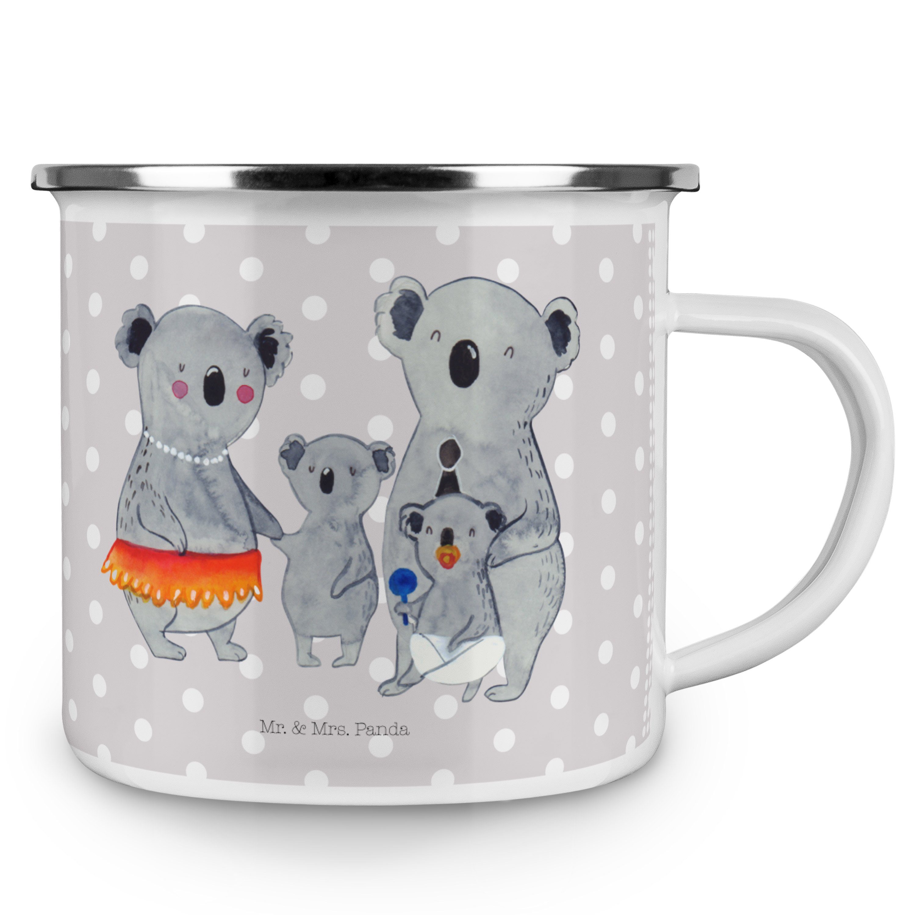 Mr. & Mrs. Panda Grau Tasse, Koala Outdoor Ko, Geschenk, Emaille Muttertag, Pastell Becher Familie - 