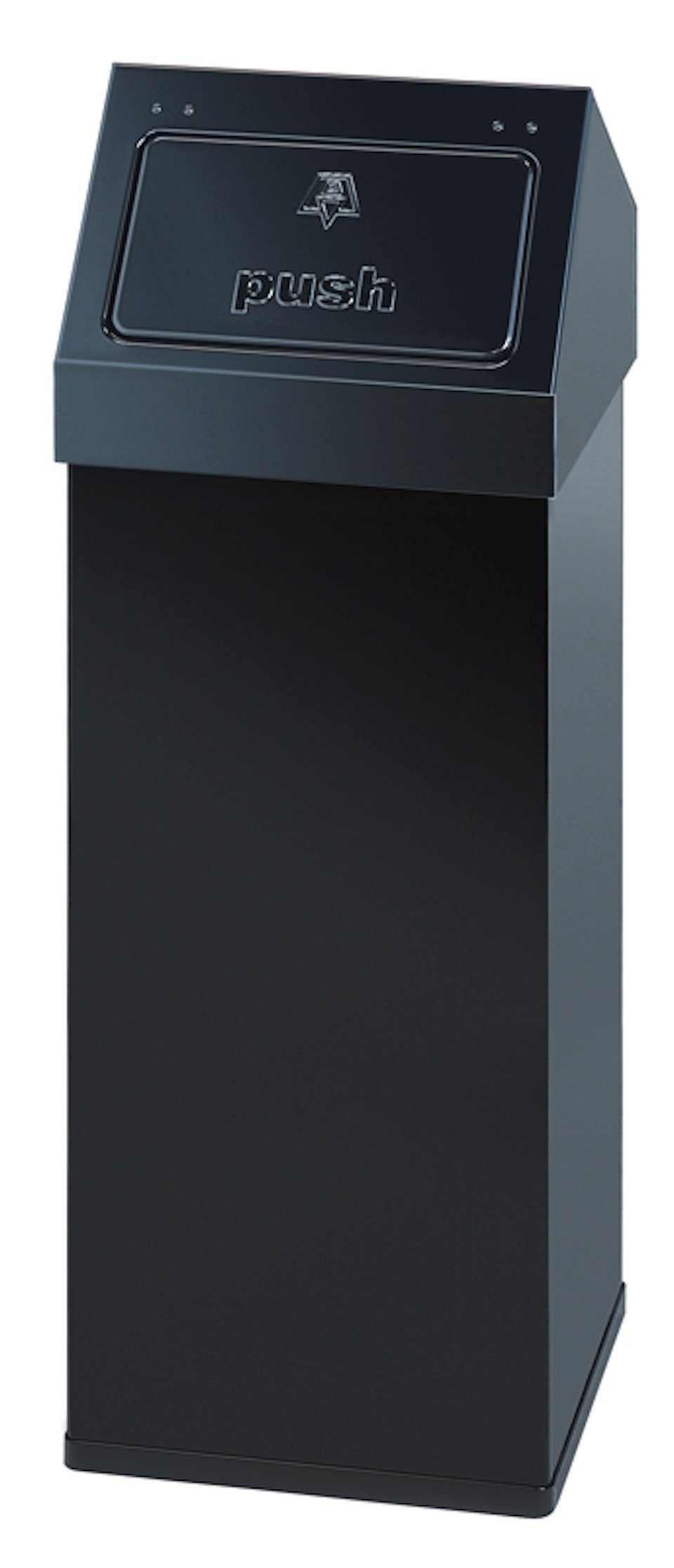 PROREGAL® Mülleimer Eckiger Aluminium Abfallbehälter Haiti mit Push-Deckel,  55L, Schwarz