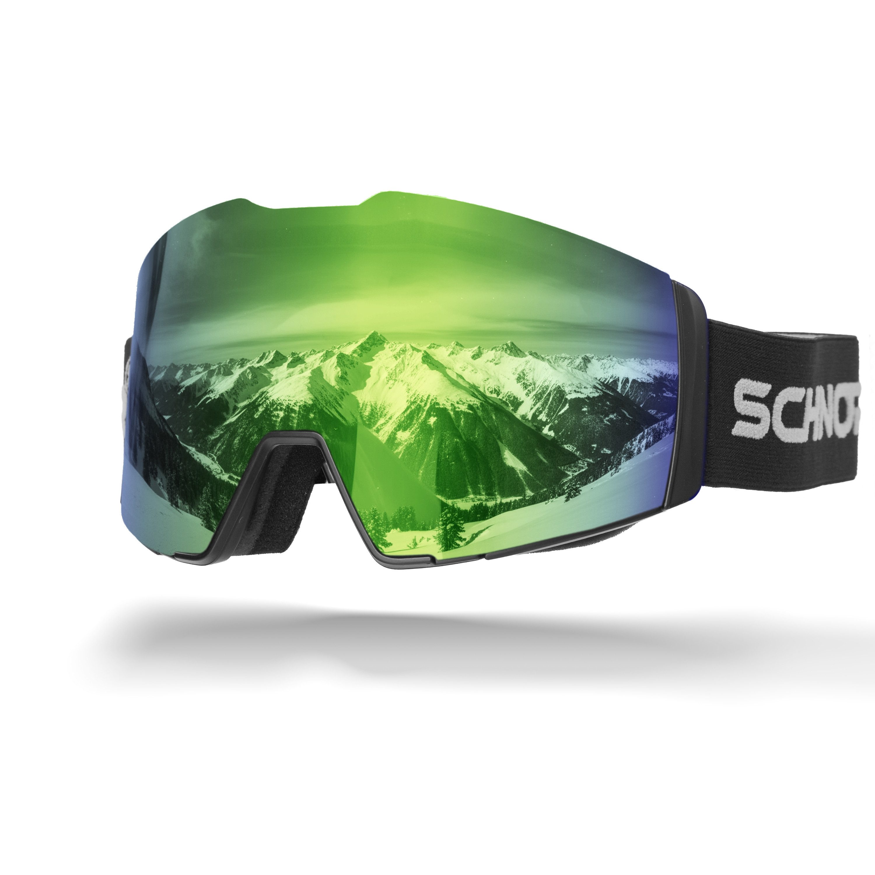 SCHNORR Sportbrille Schnorr Skibrille Edge Grün (S3), Full REVO, Anti-Fog, UV400, (1-St), Full REVO-Beschichtung Grün (S3)